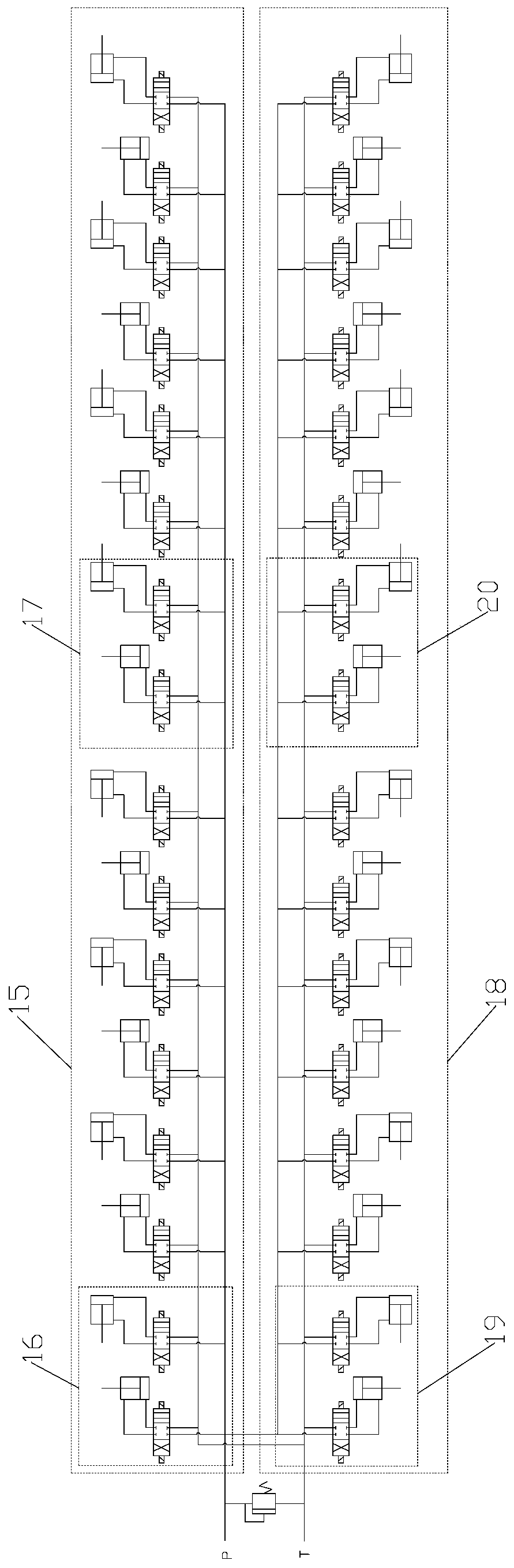 Crawler-type low-speed heavy-duty equipment traveling mechanism driven by multiple oil cylinders