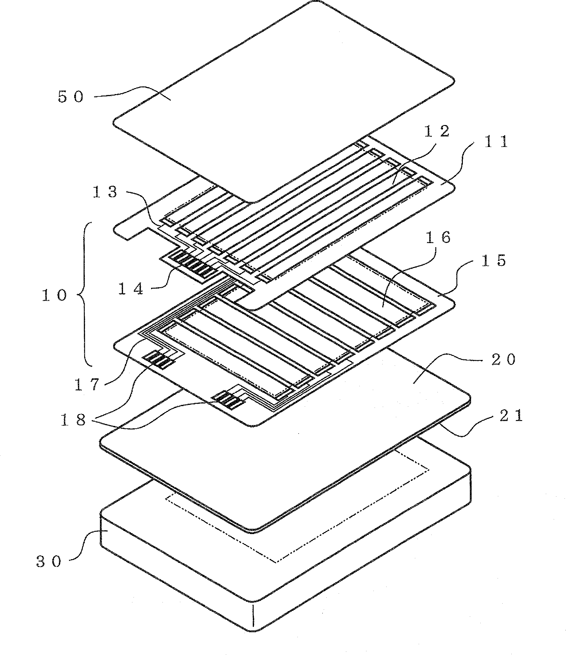 Touch panel integrated display device and method for manufacturing same