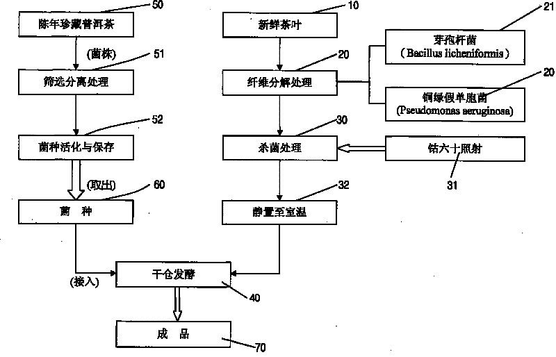 Inoculum fermented pu'er tea preparation method