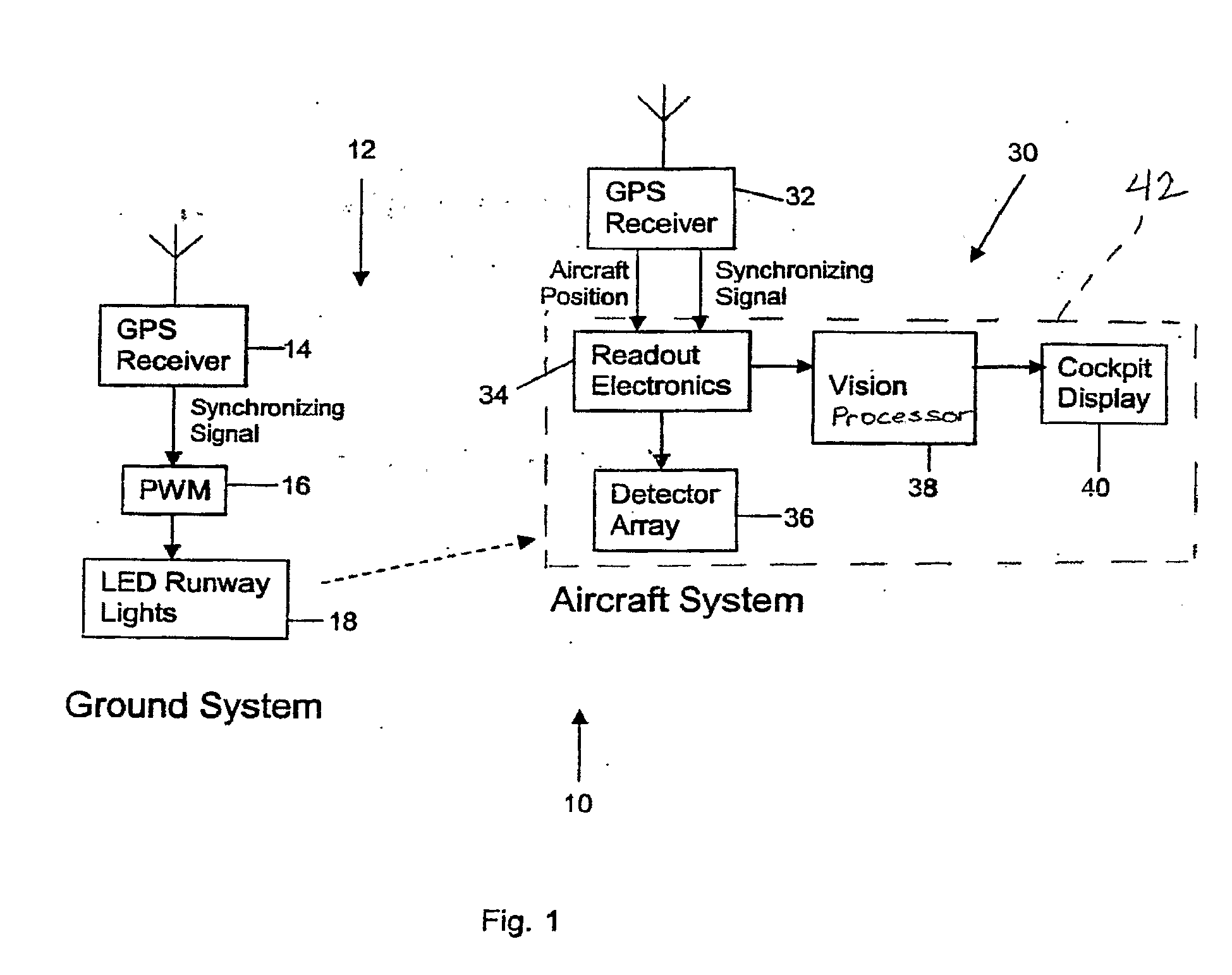 System for and method of synchronous acquisition of pulsed source light in performance of monitoring aircraft flight operation