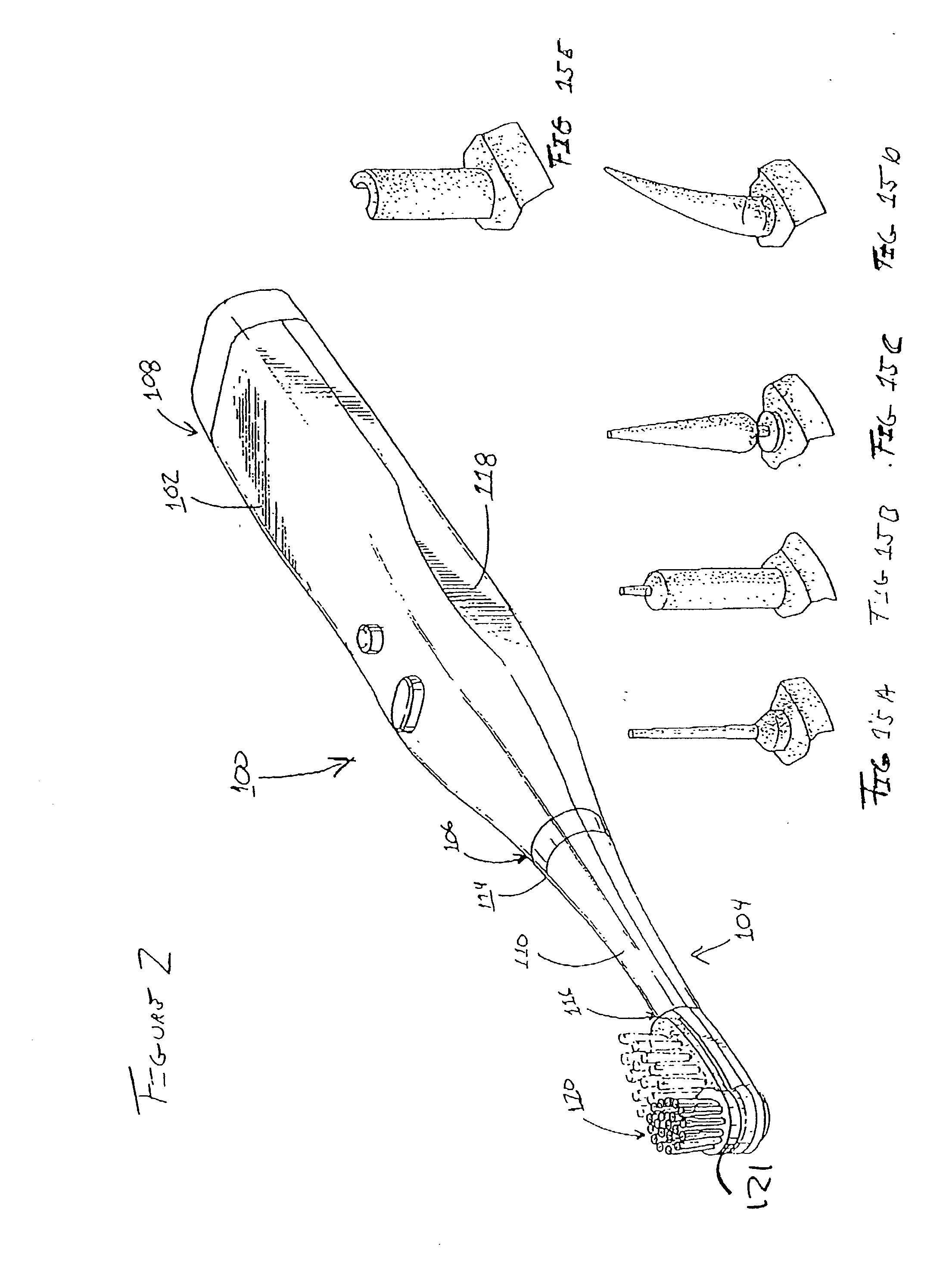 Toothbrush having a movable upstanding cleaning element