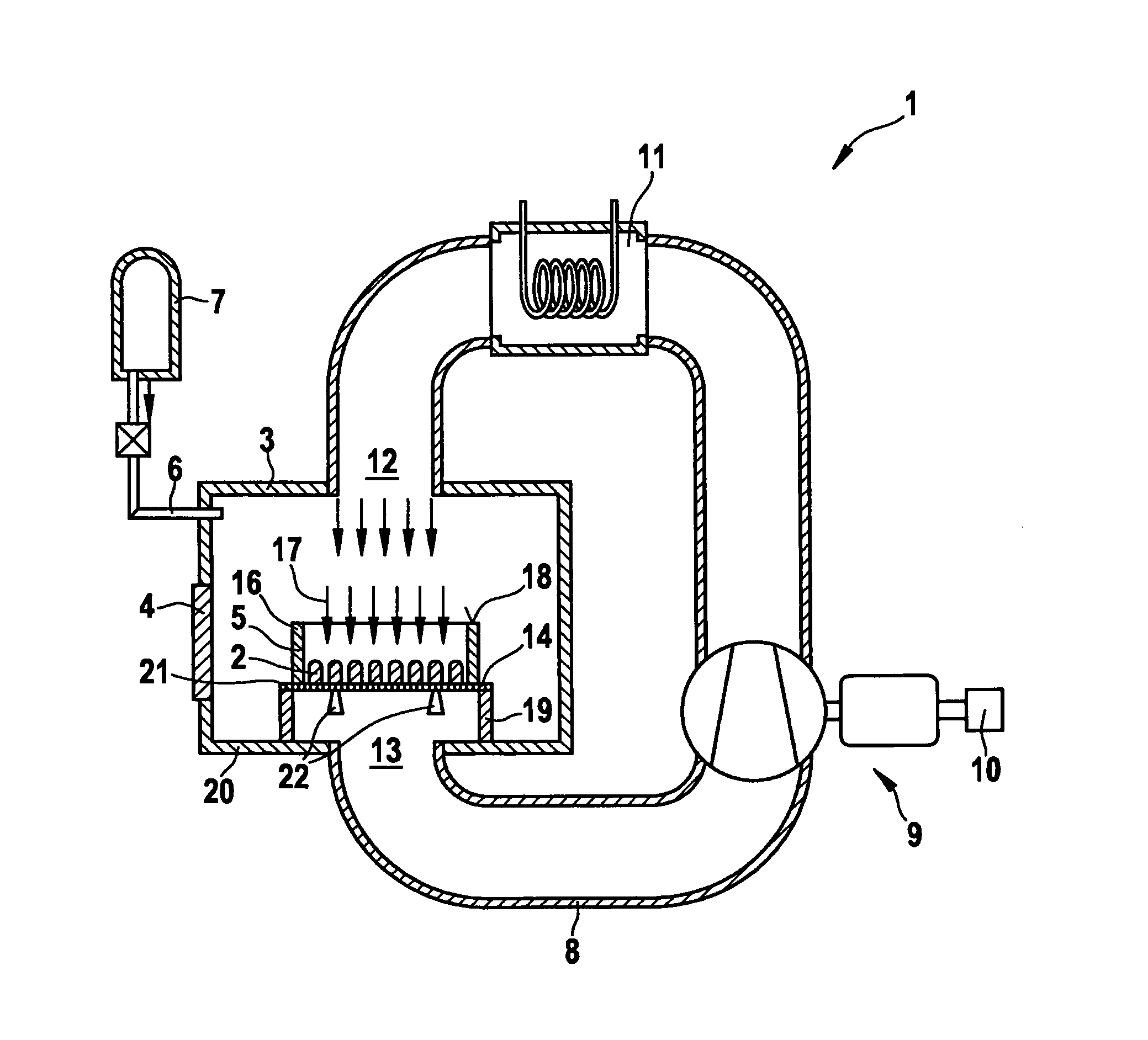 Charging frame and quenching device having a charging frame