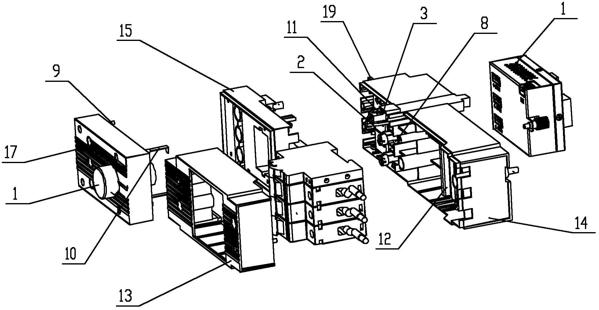 Modularized micro breaking switch feeder line measuring and control device