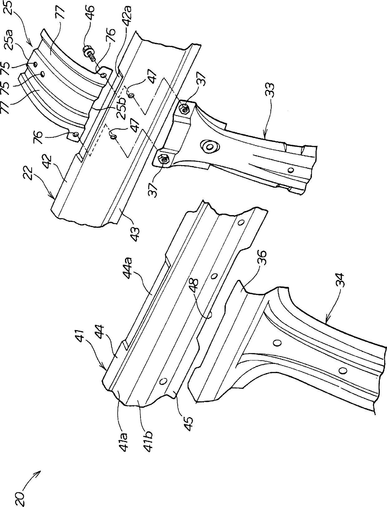 Upper vehicle body structure of automobile