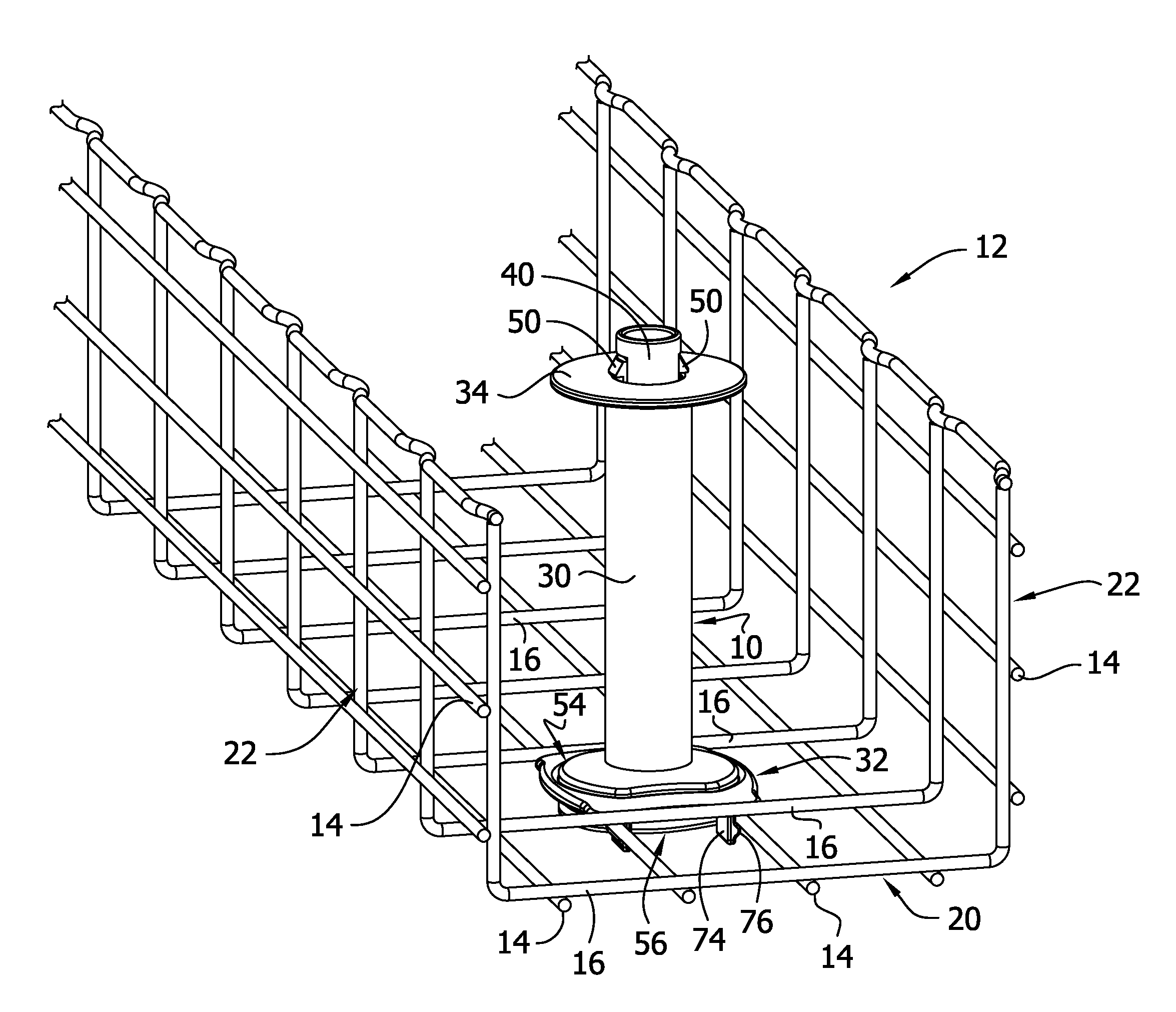 Cable guide for wire basket cable tray
