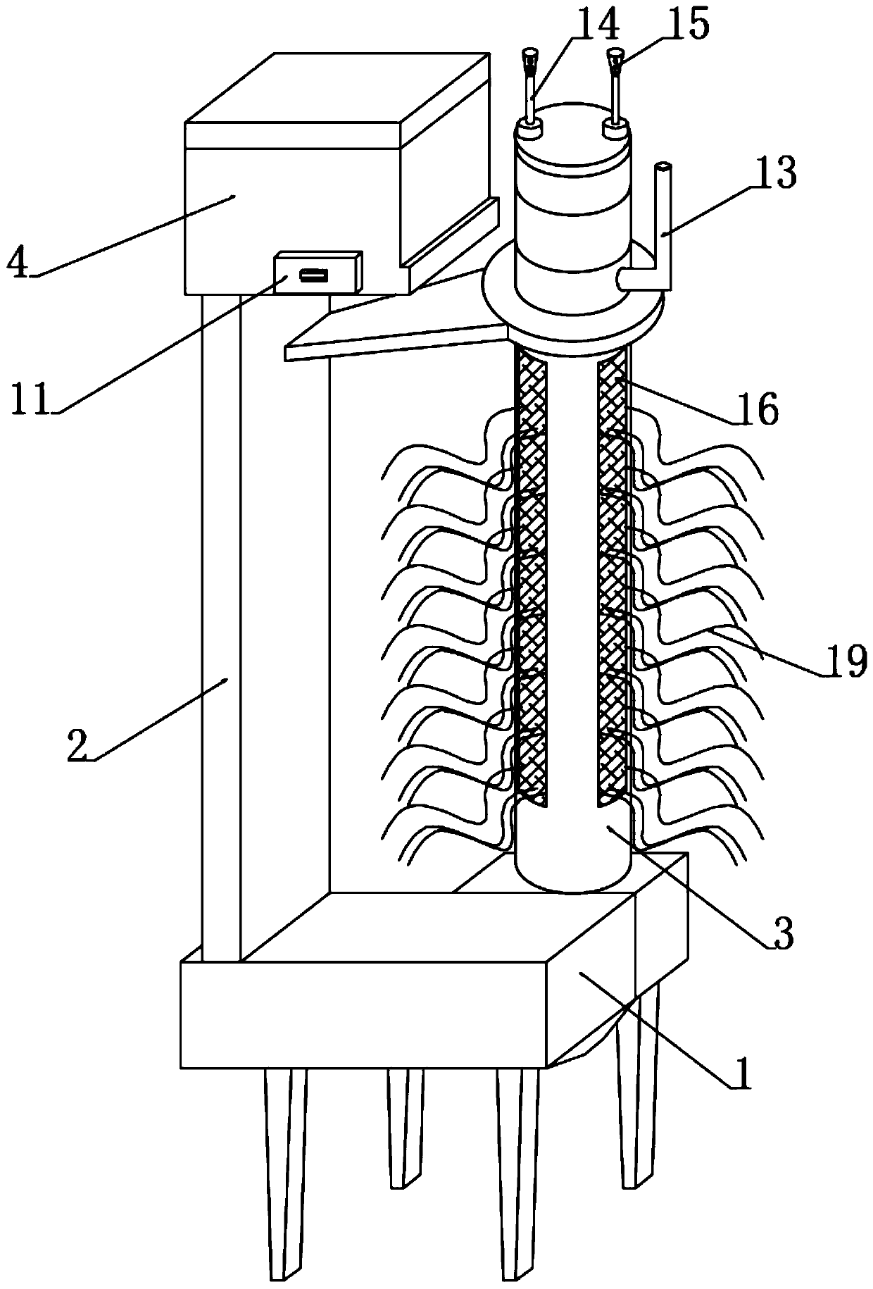 Embedded soil heavy metal adsorption and transfer device