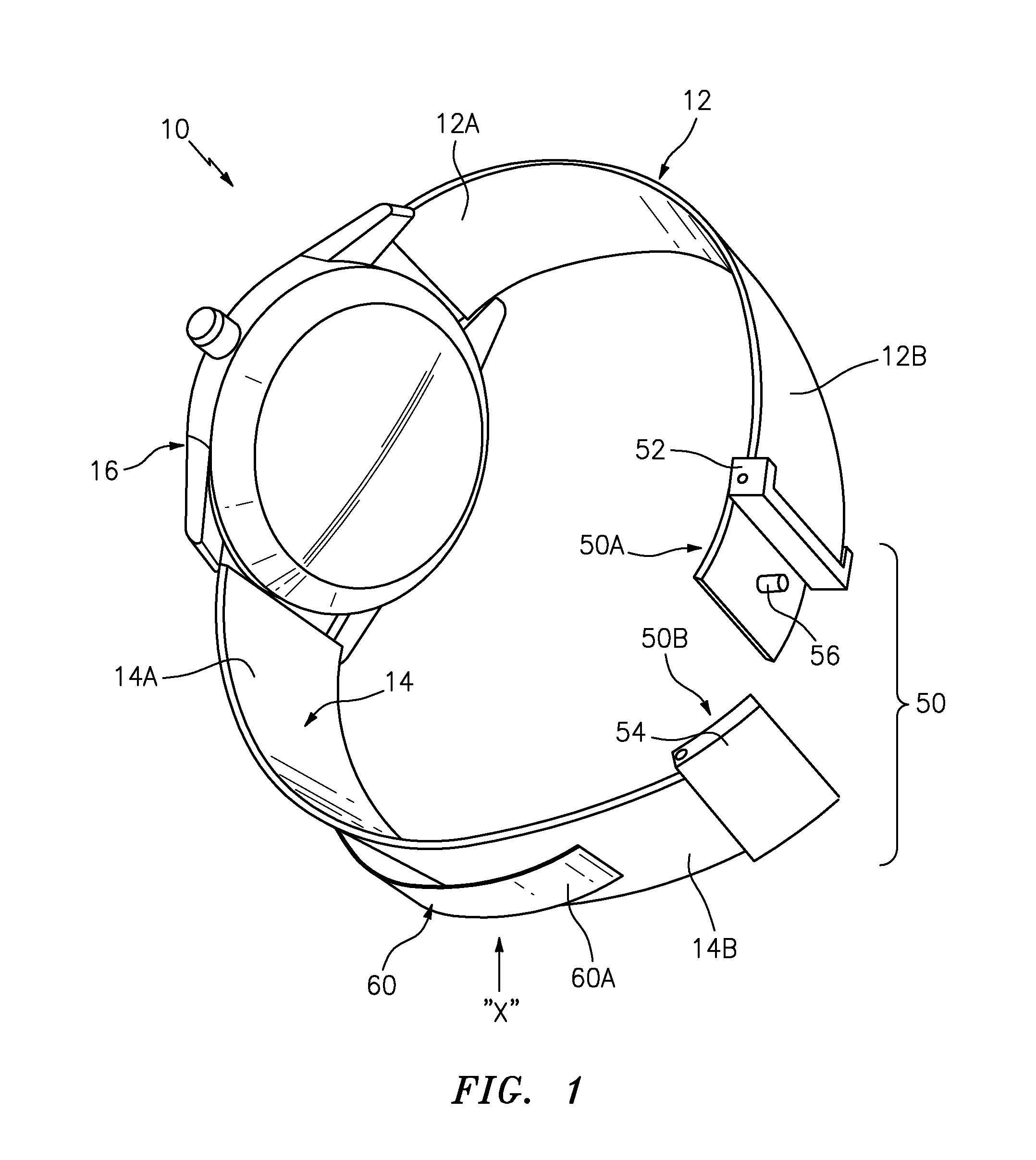 Wristworn device with a releasable locking arrangement