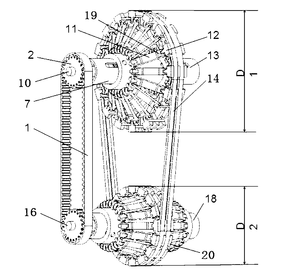 Stepless speed change device with transmission diameter variable wheel hub