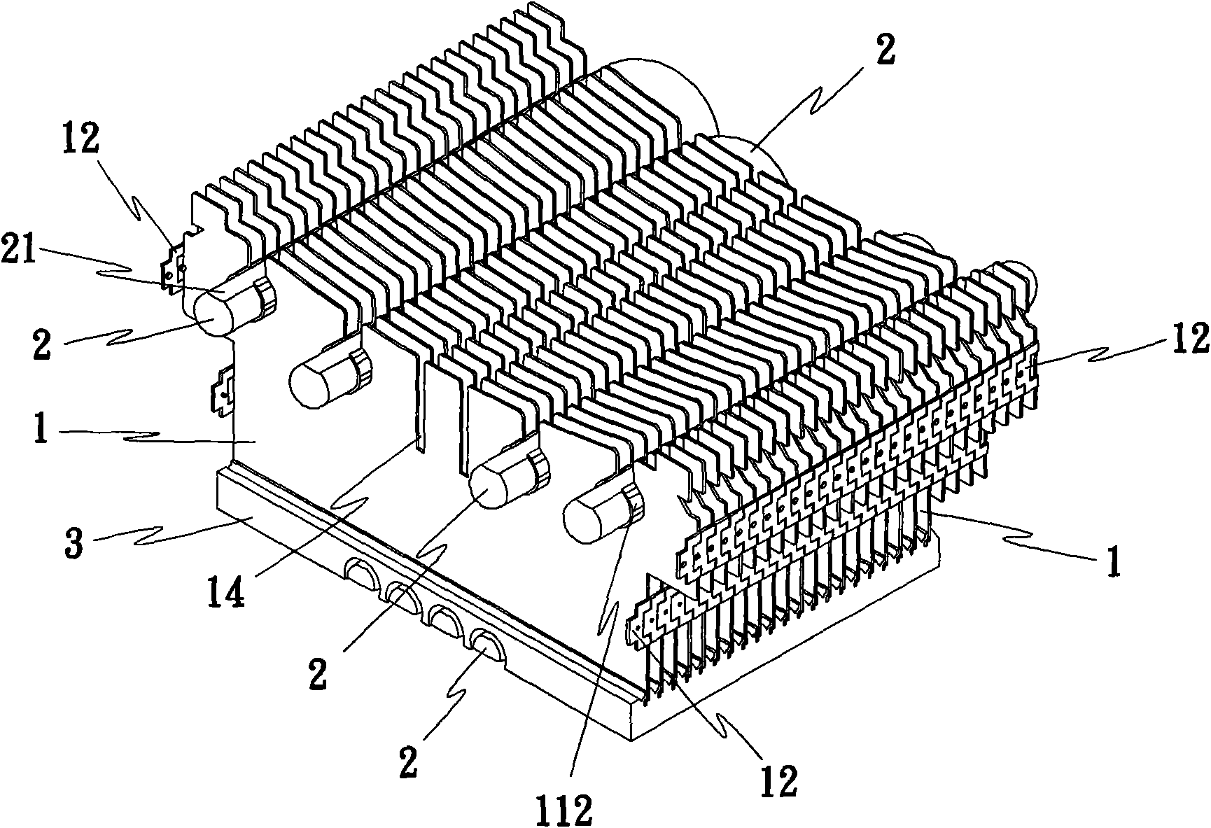 Close-fitting combined structure of cooling fin and heat pipe of radiator