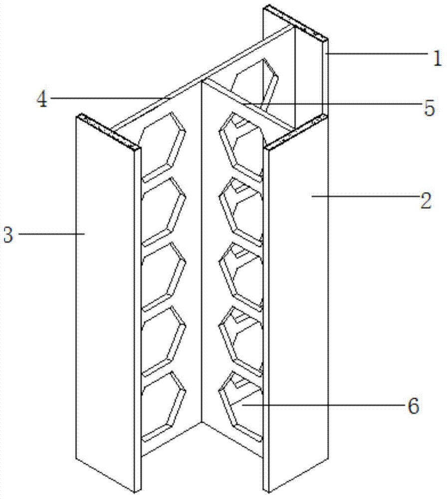 Honeycomb-shaped steel web and steel pipe concrete flange combined T-shaped section column