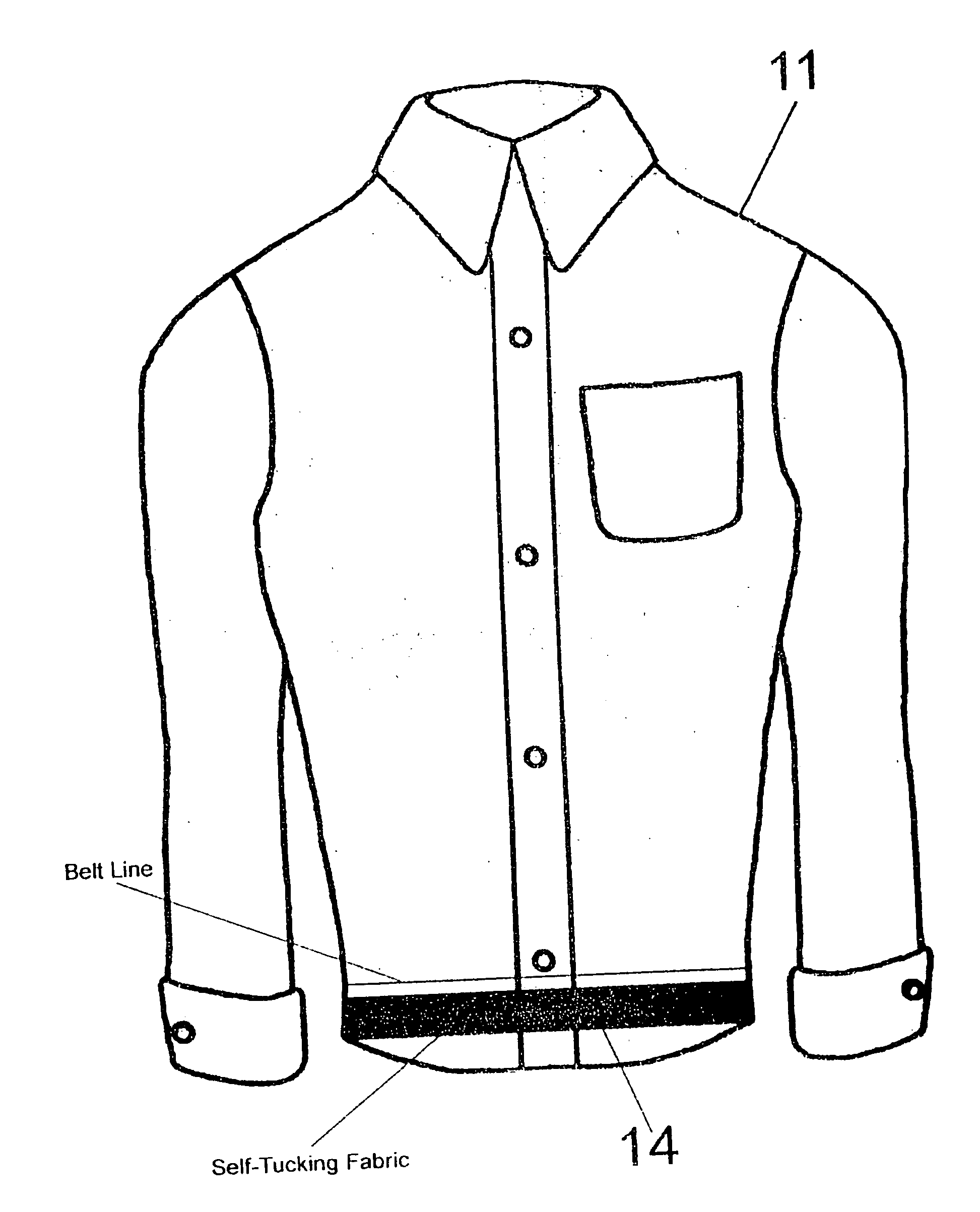 Self-tucking shirt mechanism