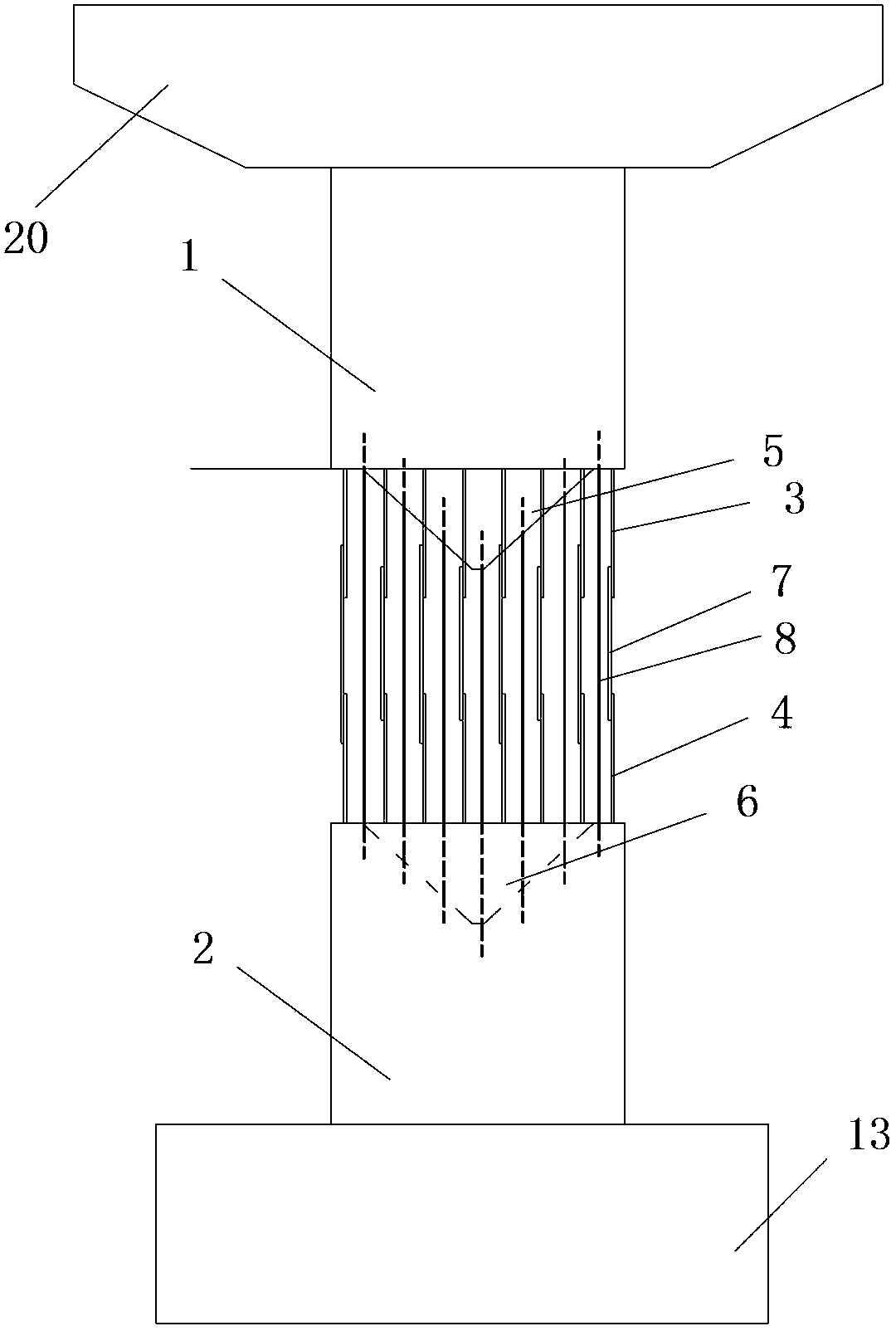 Continuous splicing construction method of pier column for jacking broken beam of bridge