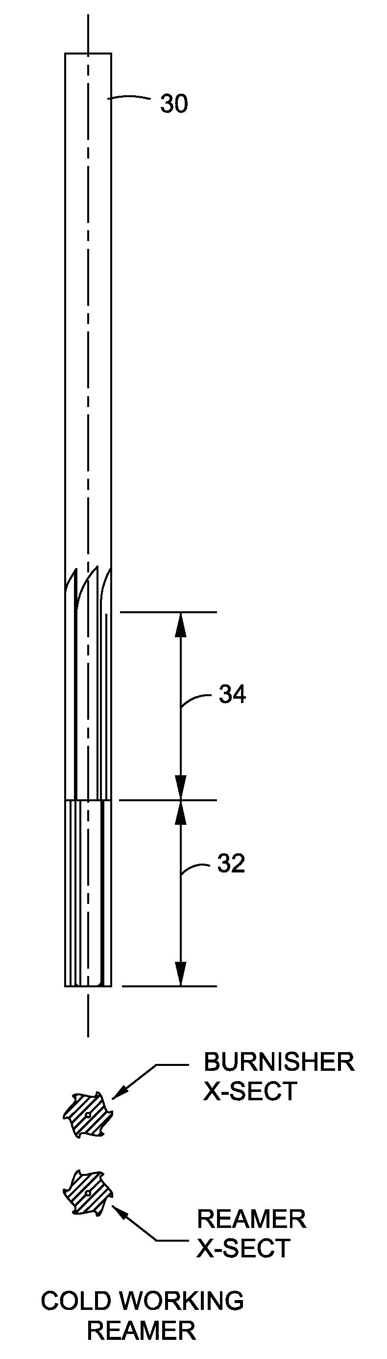 Device and method for sequentially cold working and reaming a hole