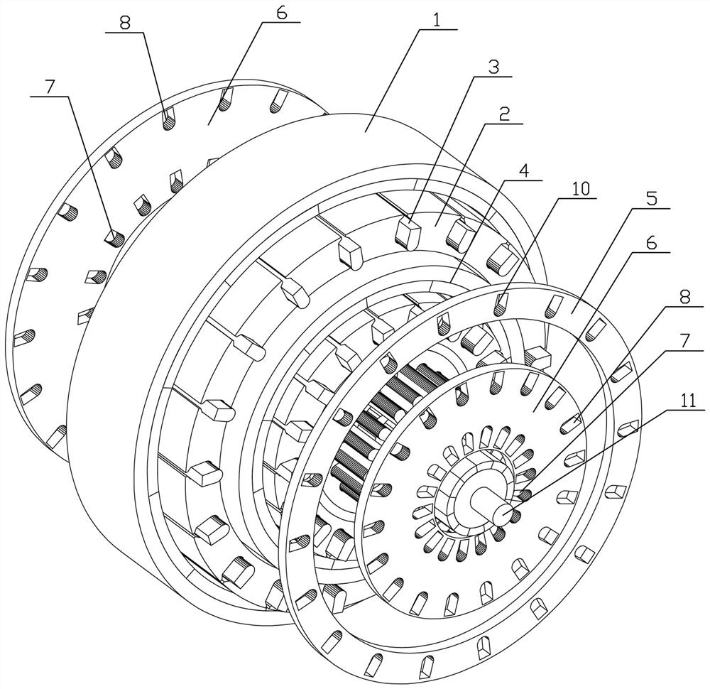 Multi-output-shaft type independent voltage regulation variable frequency motor