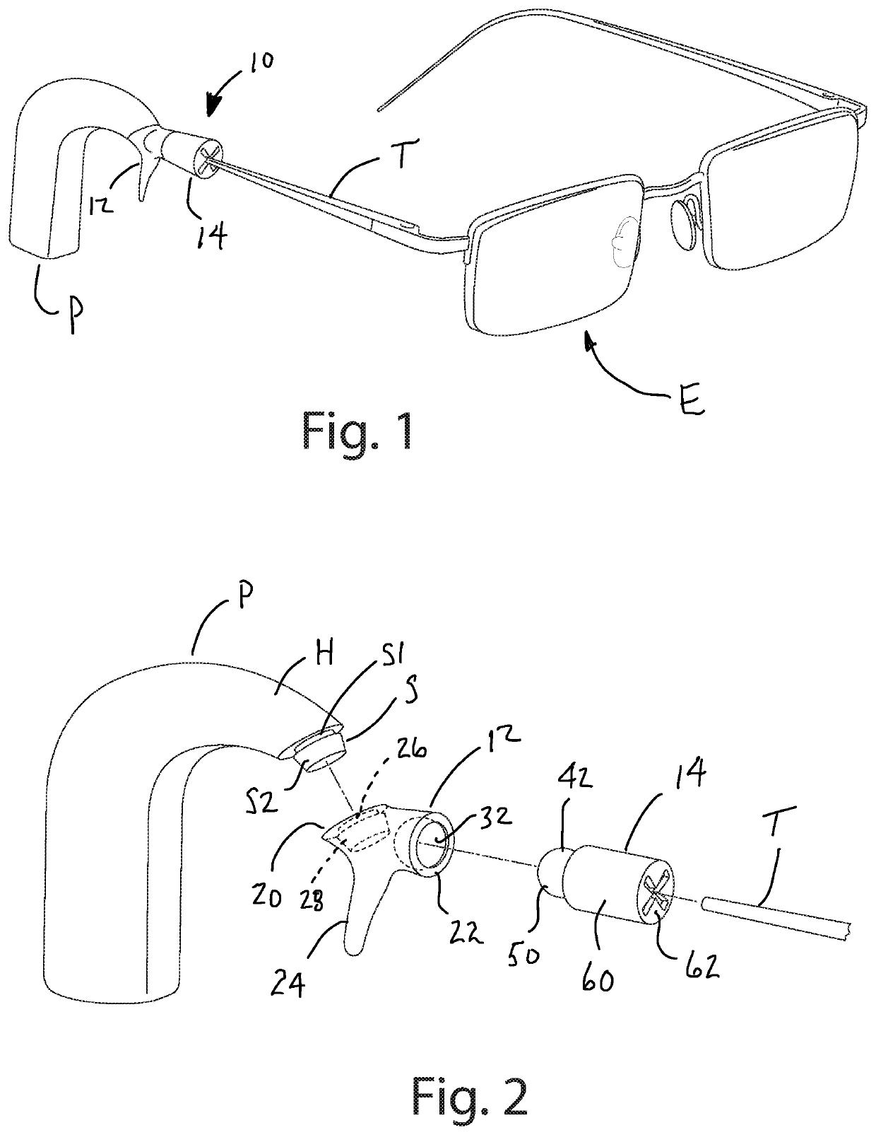 Adaptor system for eyewear and cochlear implants