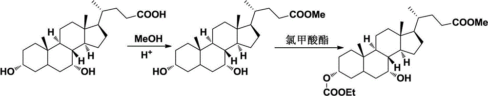 Novel synthesizing method for preparing ursodesoxycholic acid (UDCA) from chenodeoxycholic acid
