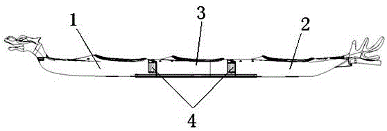 Entertaining dragon boat adopting combined structure and manufacturing method of entertaining dragon boat