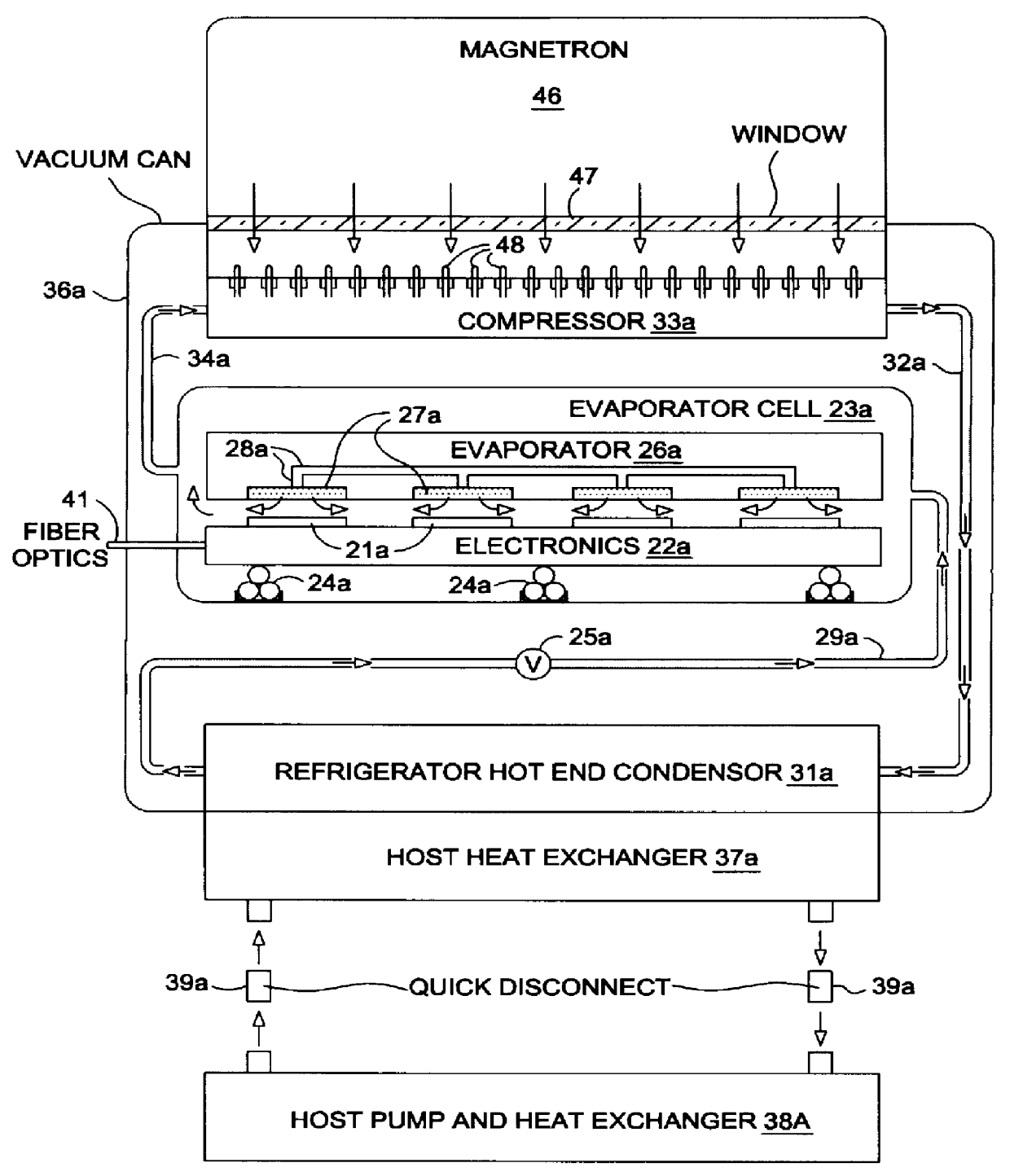 Refrigeration system for electronic components having environmental isolation