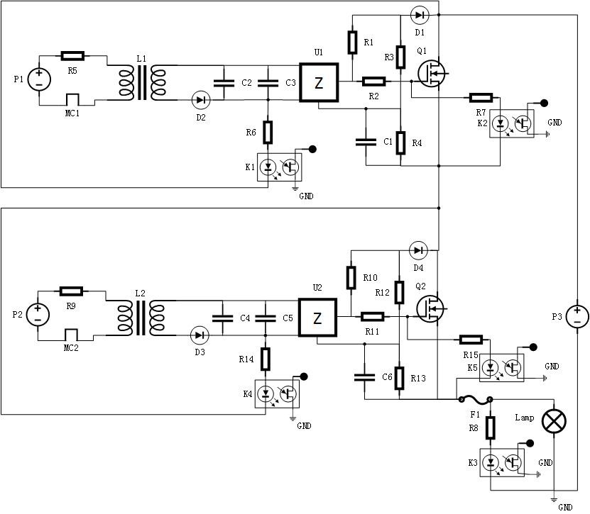 A kind of train LCU protection circuit and its fault detection method