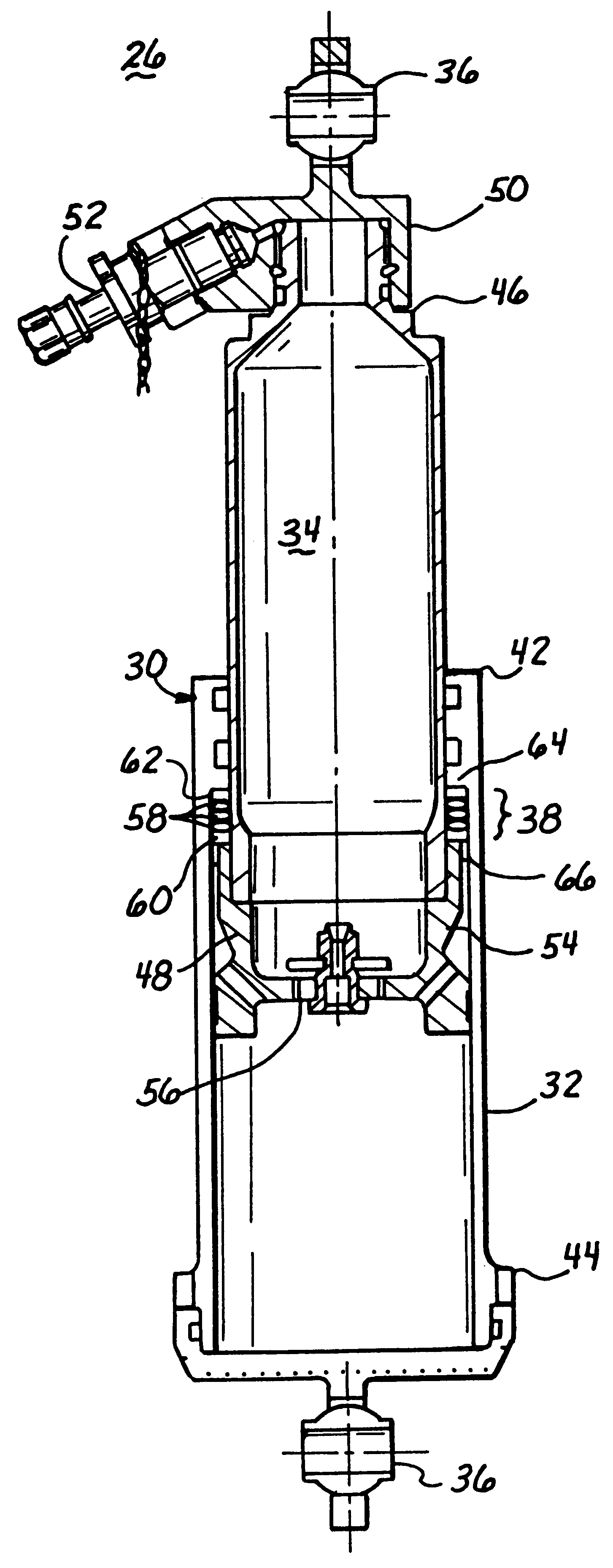 Hydraulic damper with elastomeric spring assembly