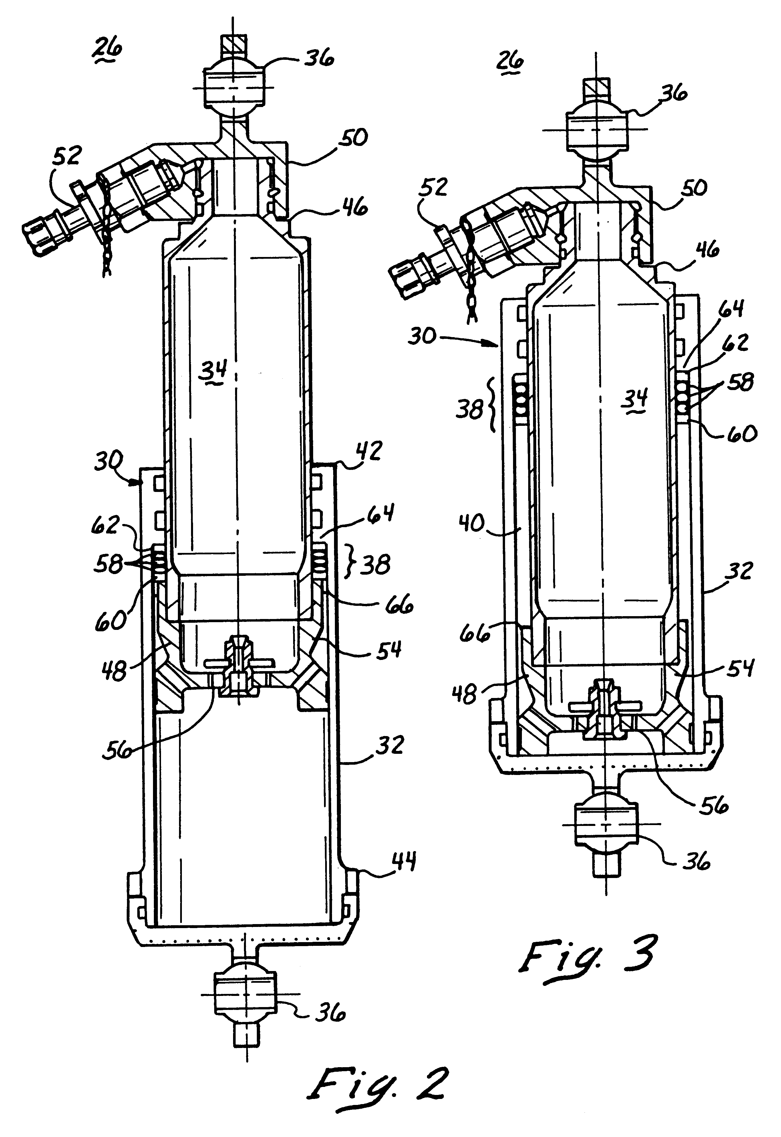 Hydraulic damper with elastomeric spring assembly