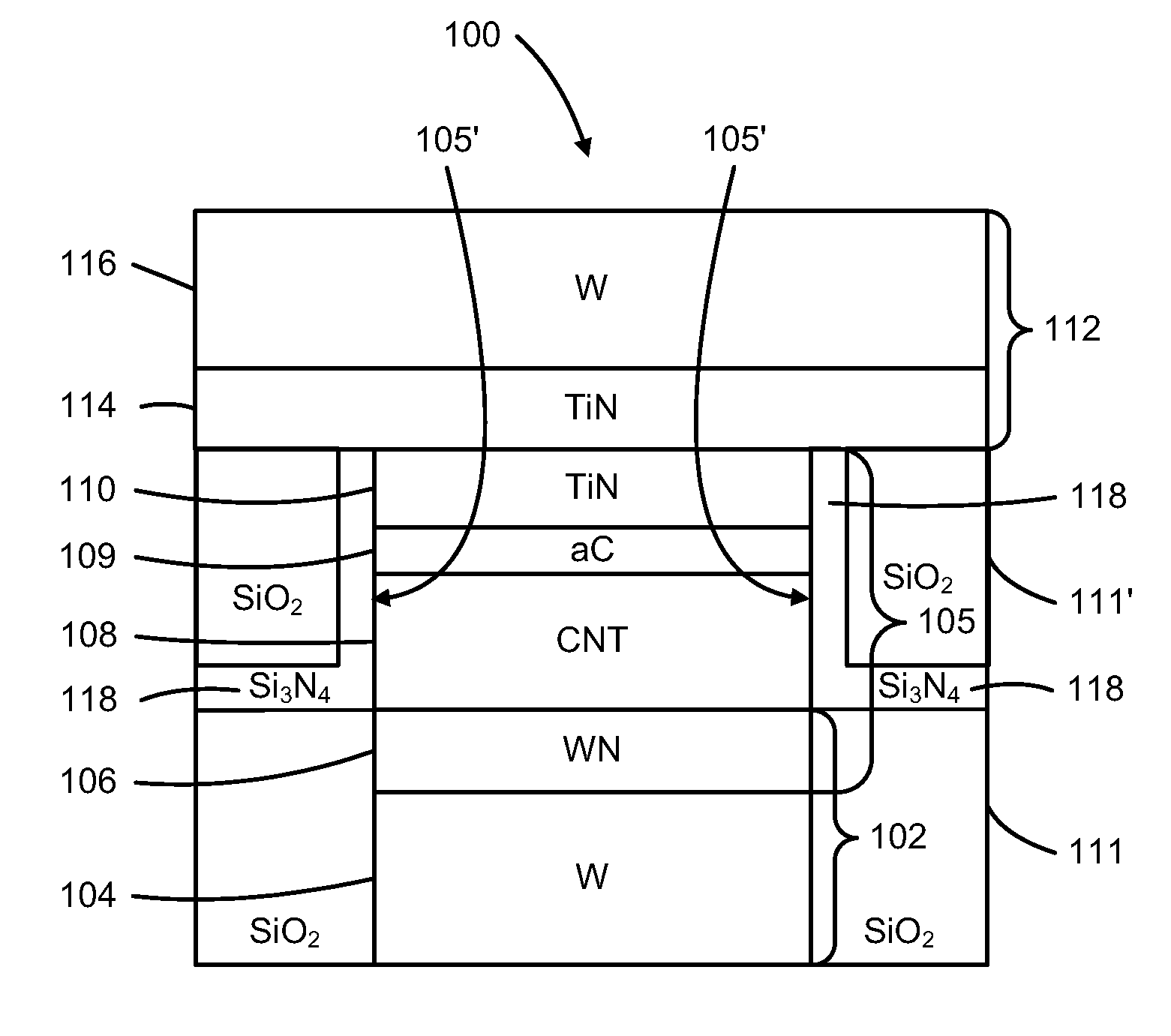 Electronic devices including carbon-based films having sidewall liners, and methods of forming such devices