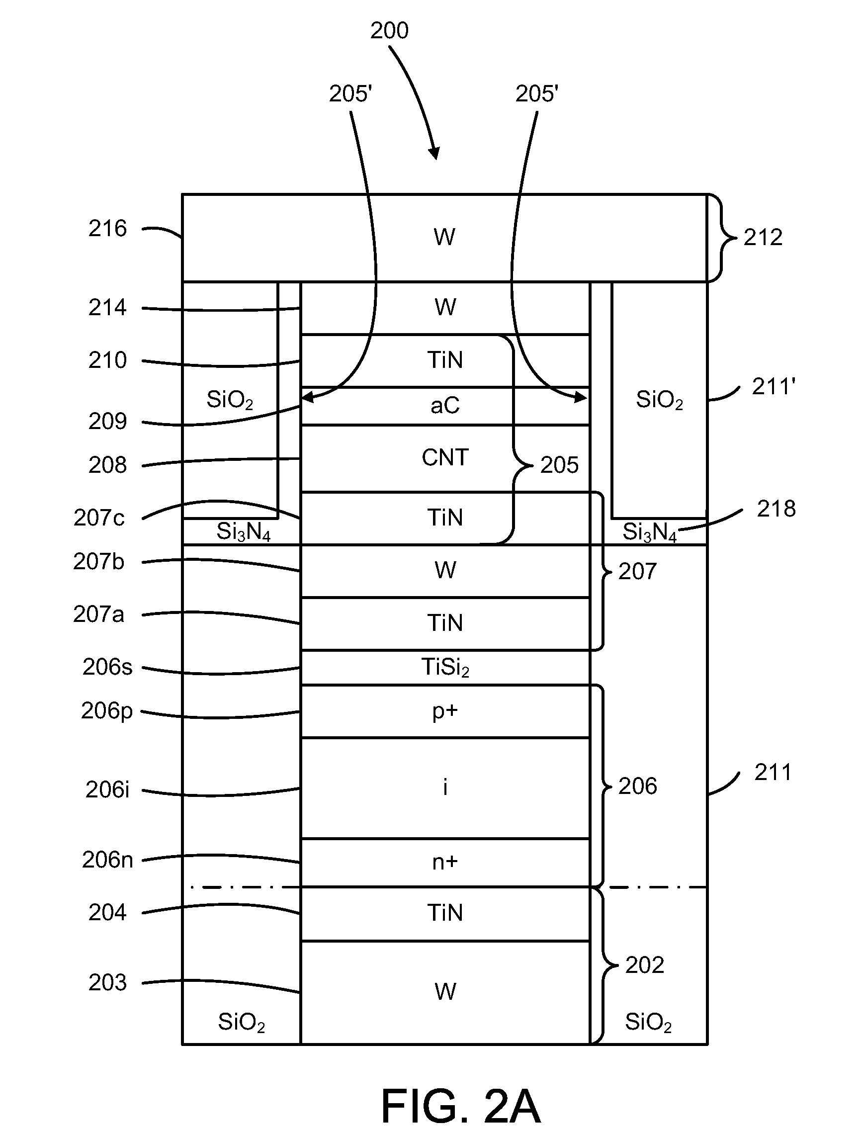 Electronic devices including carbon-based films having sidewall liners, and methods of forming such devices