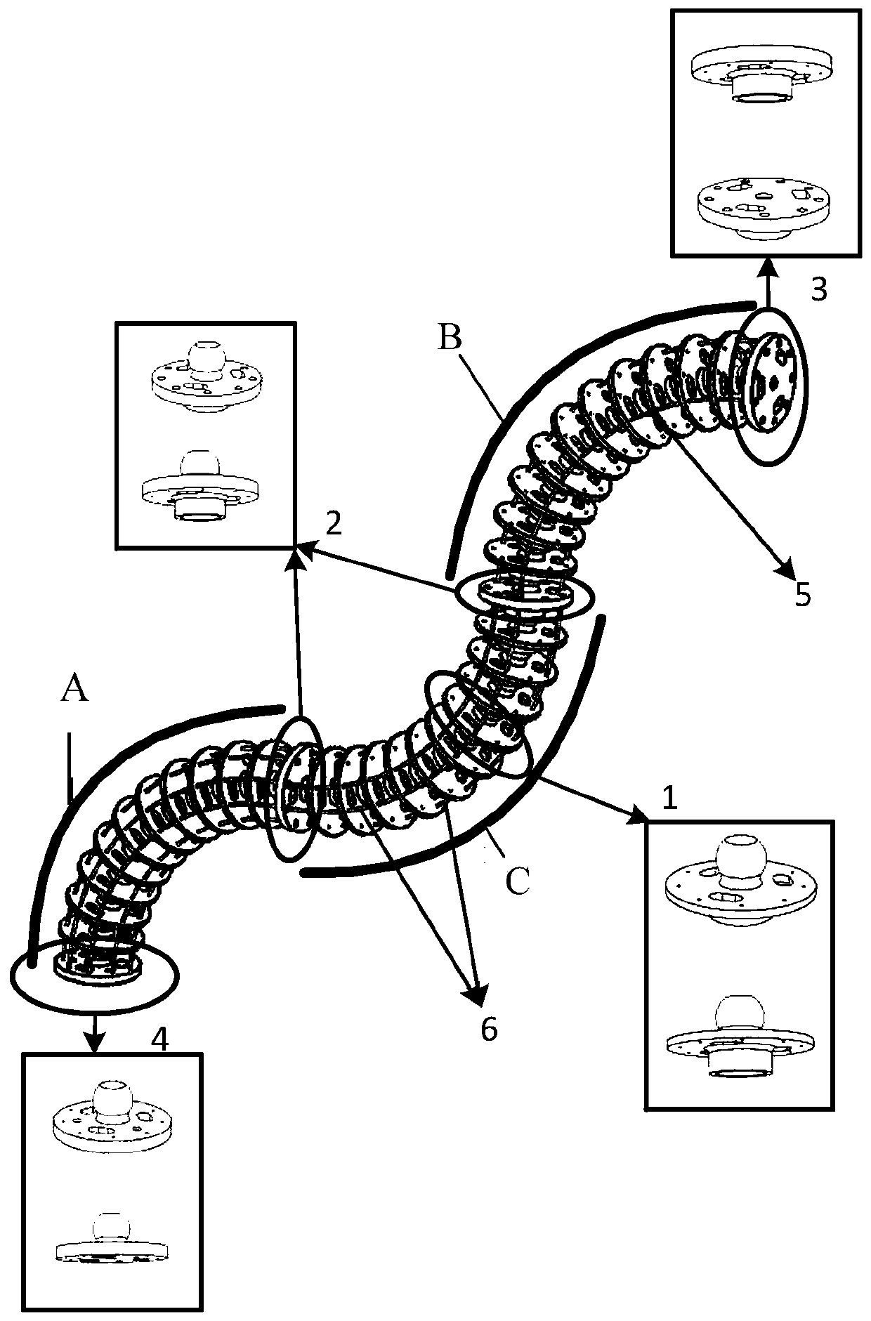Continuous mechanical arm imitating snake vertebra