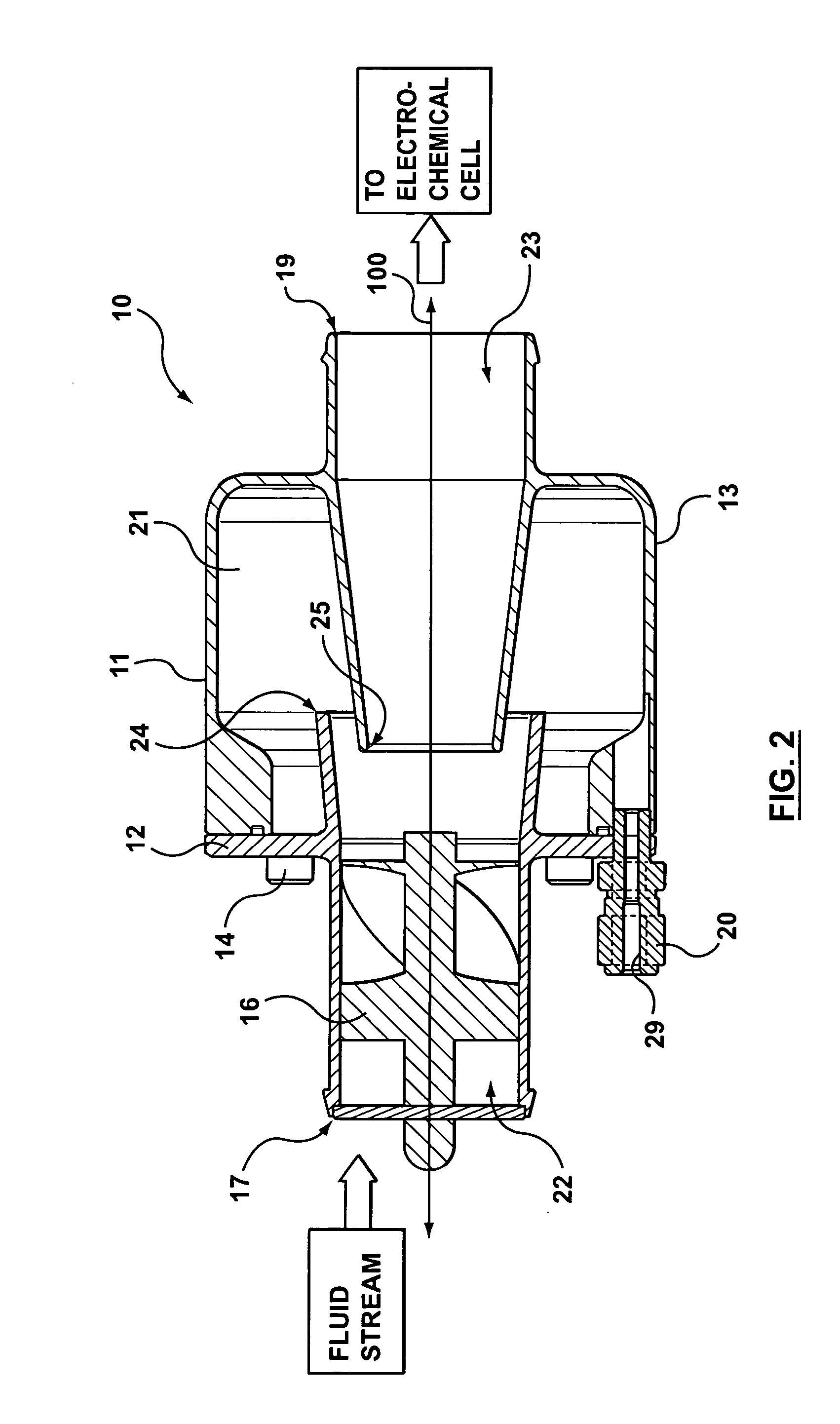 Apparatus for separating liquid from a process gas stream of an electrochemical cell stack