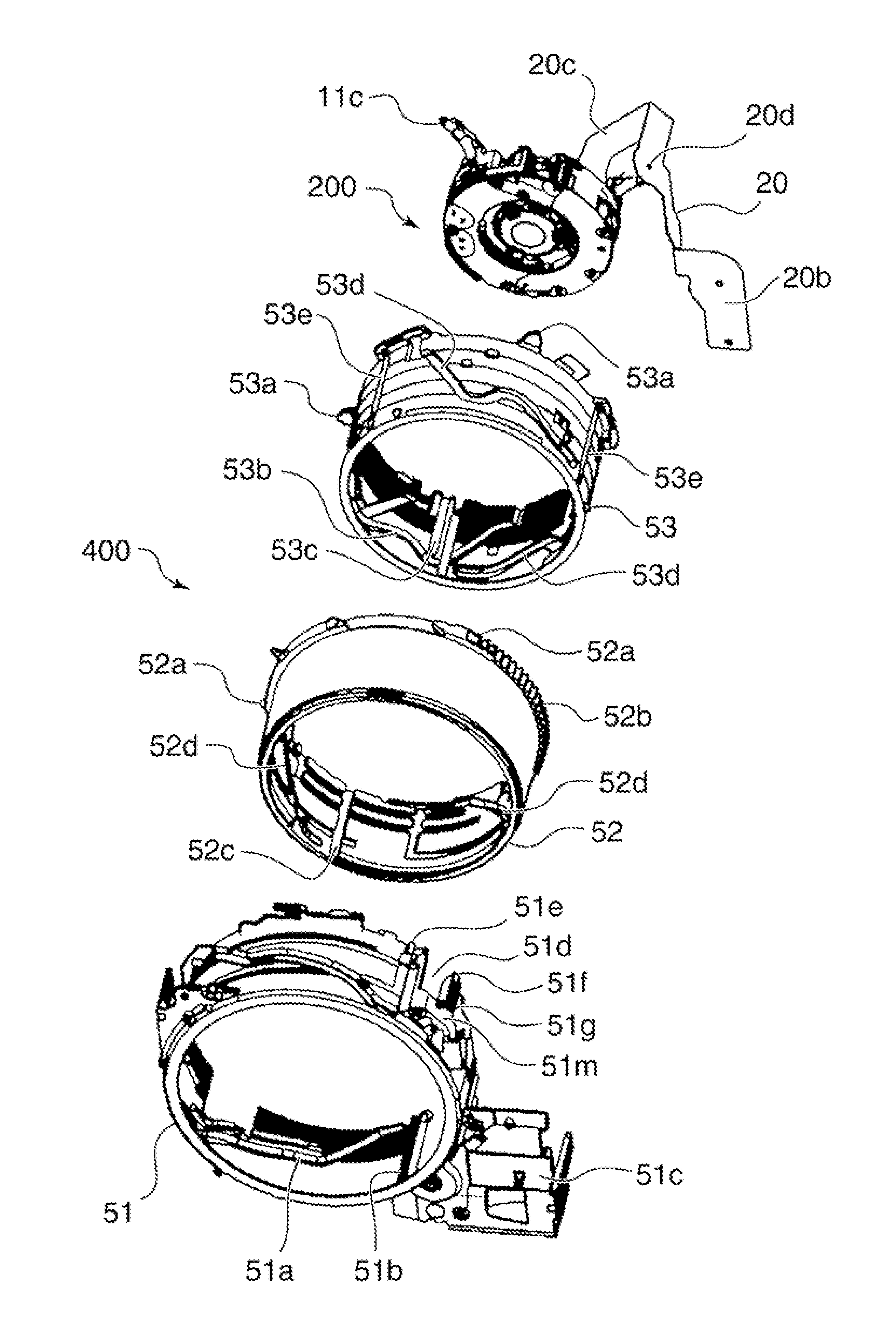 Lens barrel having shutter flexible circuit board and image pickup apparatus having the same