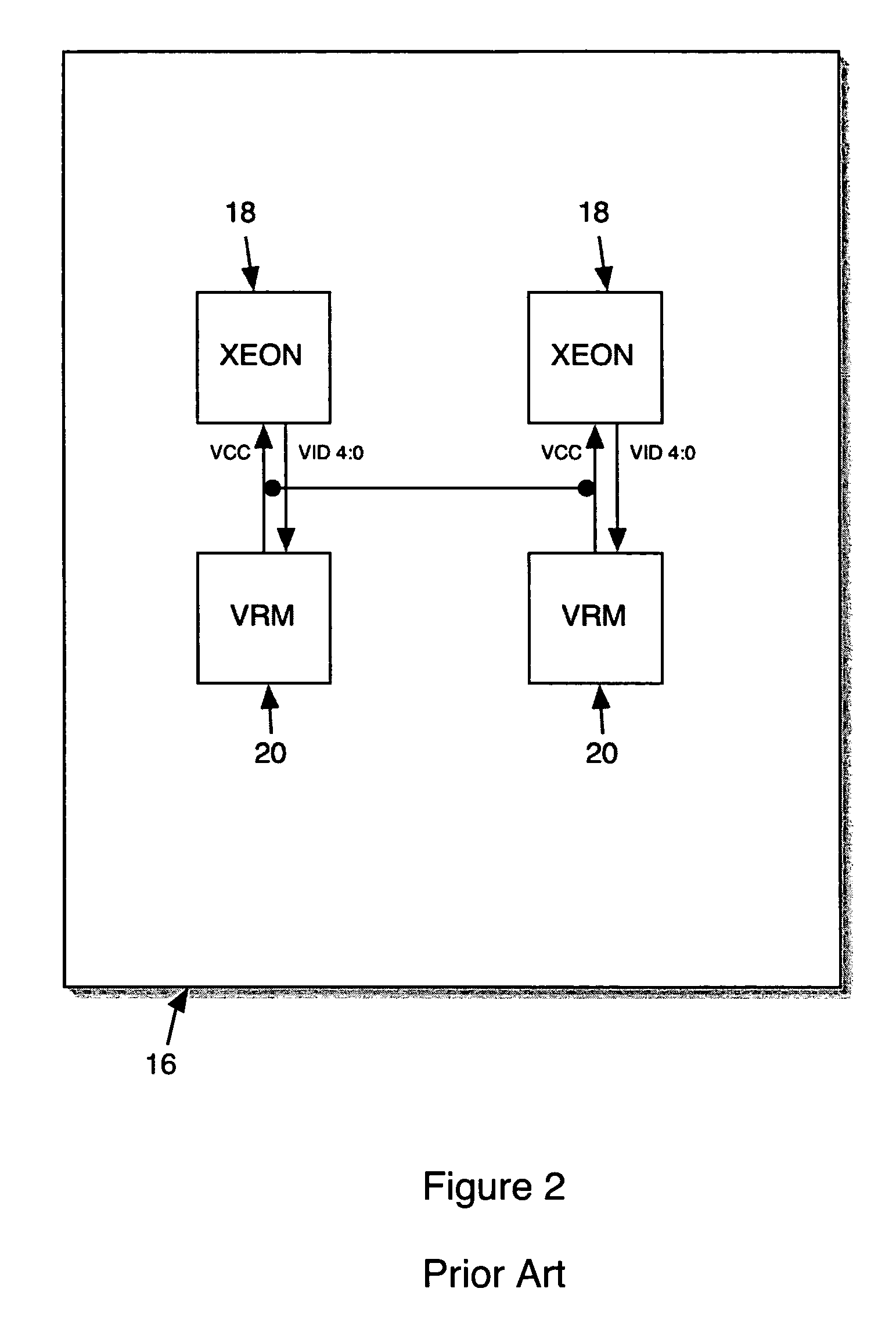Use of one voltage regulator module to support two processors to improve power and thermal limitations