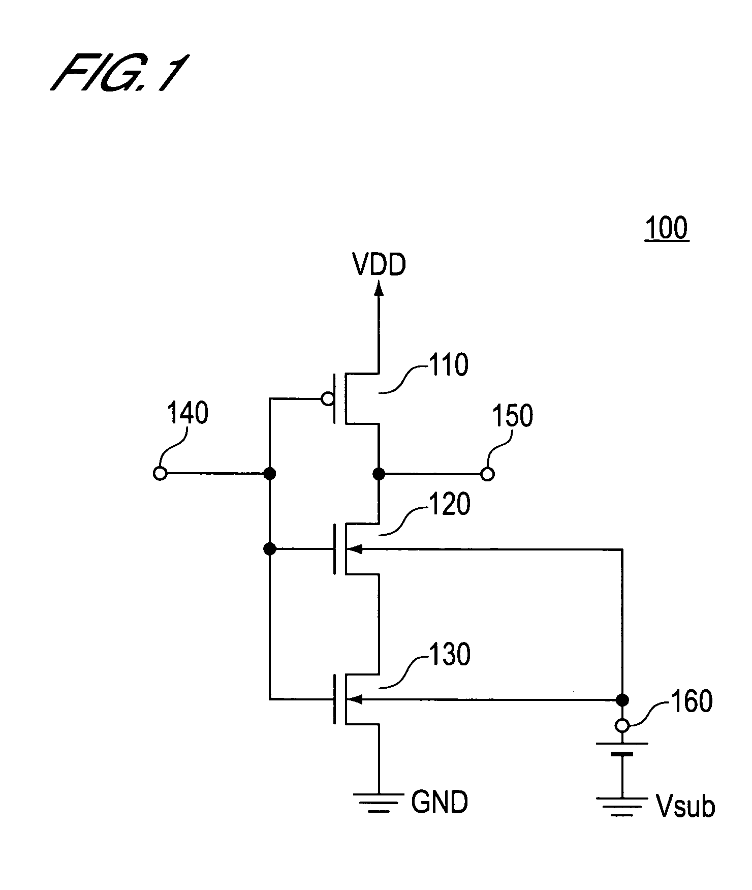 Semiconductor device with an enhancement type field effect transistor in which threshold voltage is dependent upon substrate bias voltage