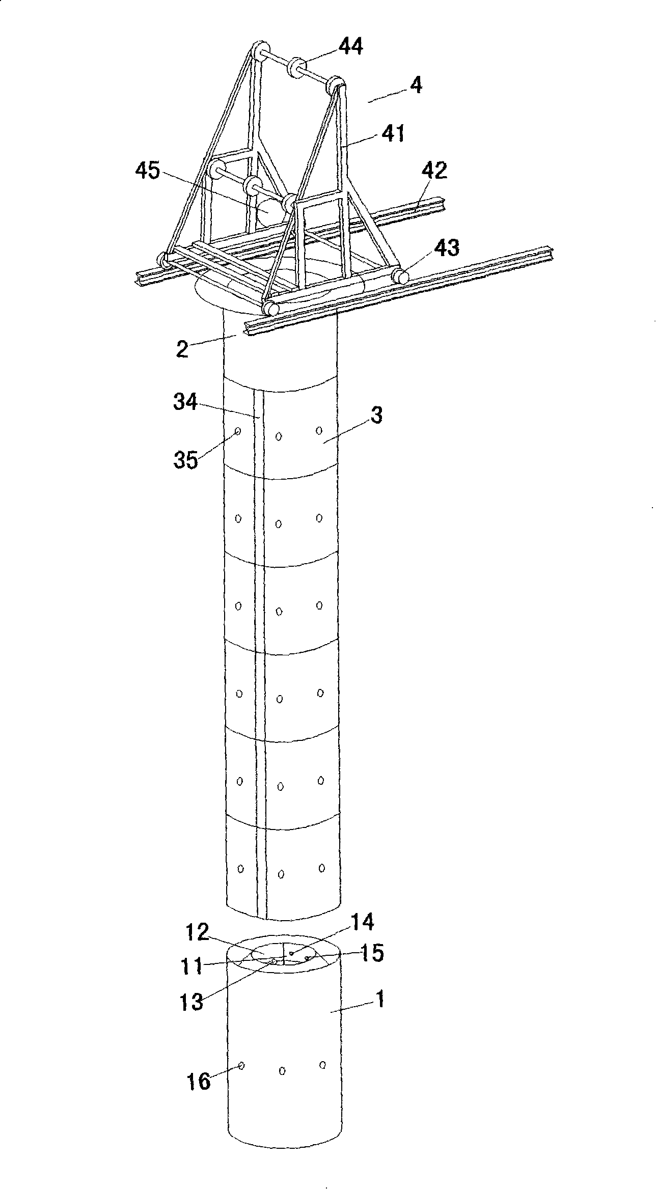 Manually digging hole full-steel cylinder-wall protecting construction device for building pile foundation and construction method thereof