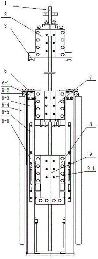 Ultra-deep vertical shaft guide steel cable tensioning device and tensioning method