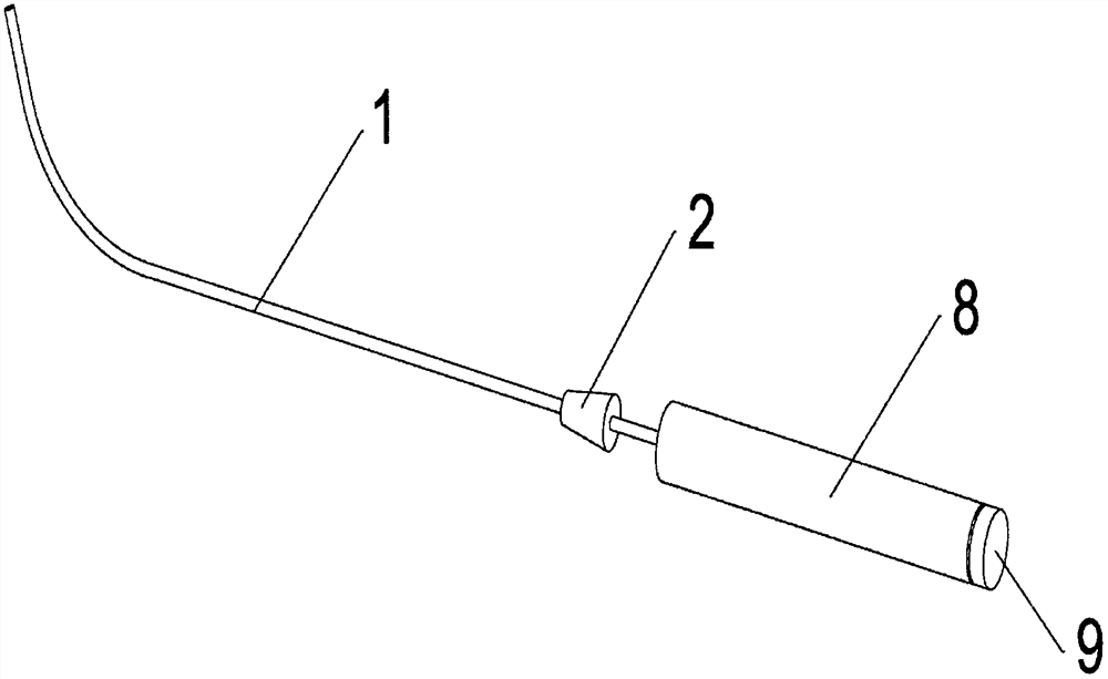 Catheter auxiliary guide optical fiber indicating rod