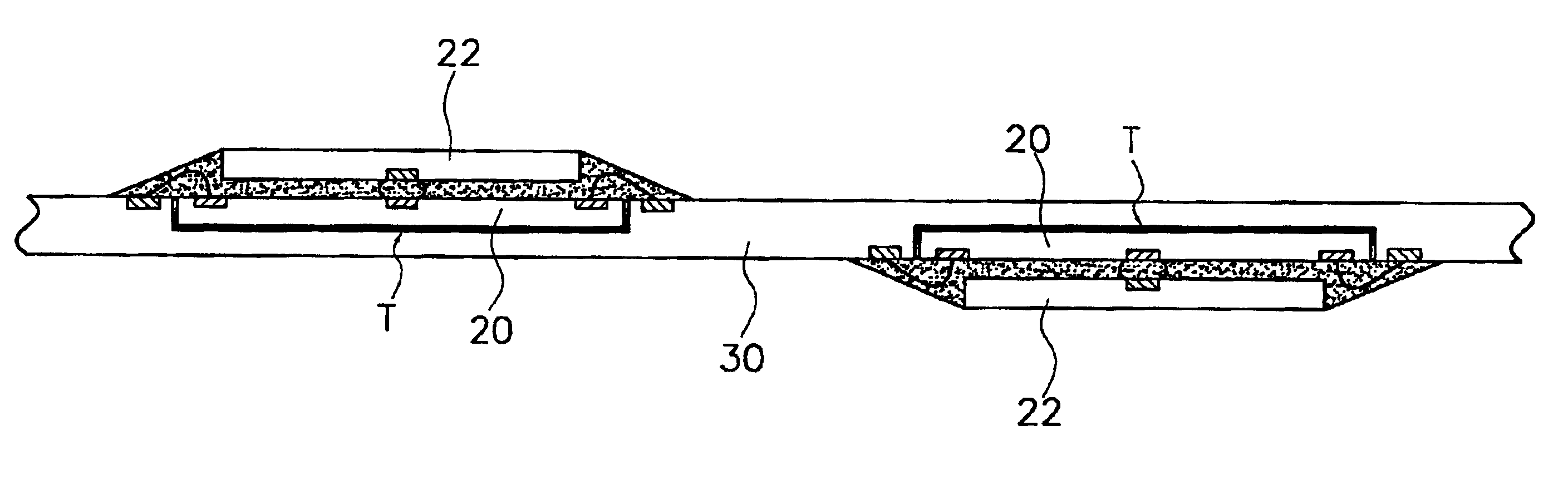 Stack chip module with electrical connection and adhesion of chips through a bump for improved heat release capacity