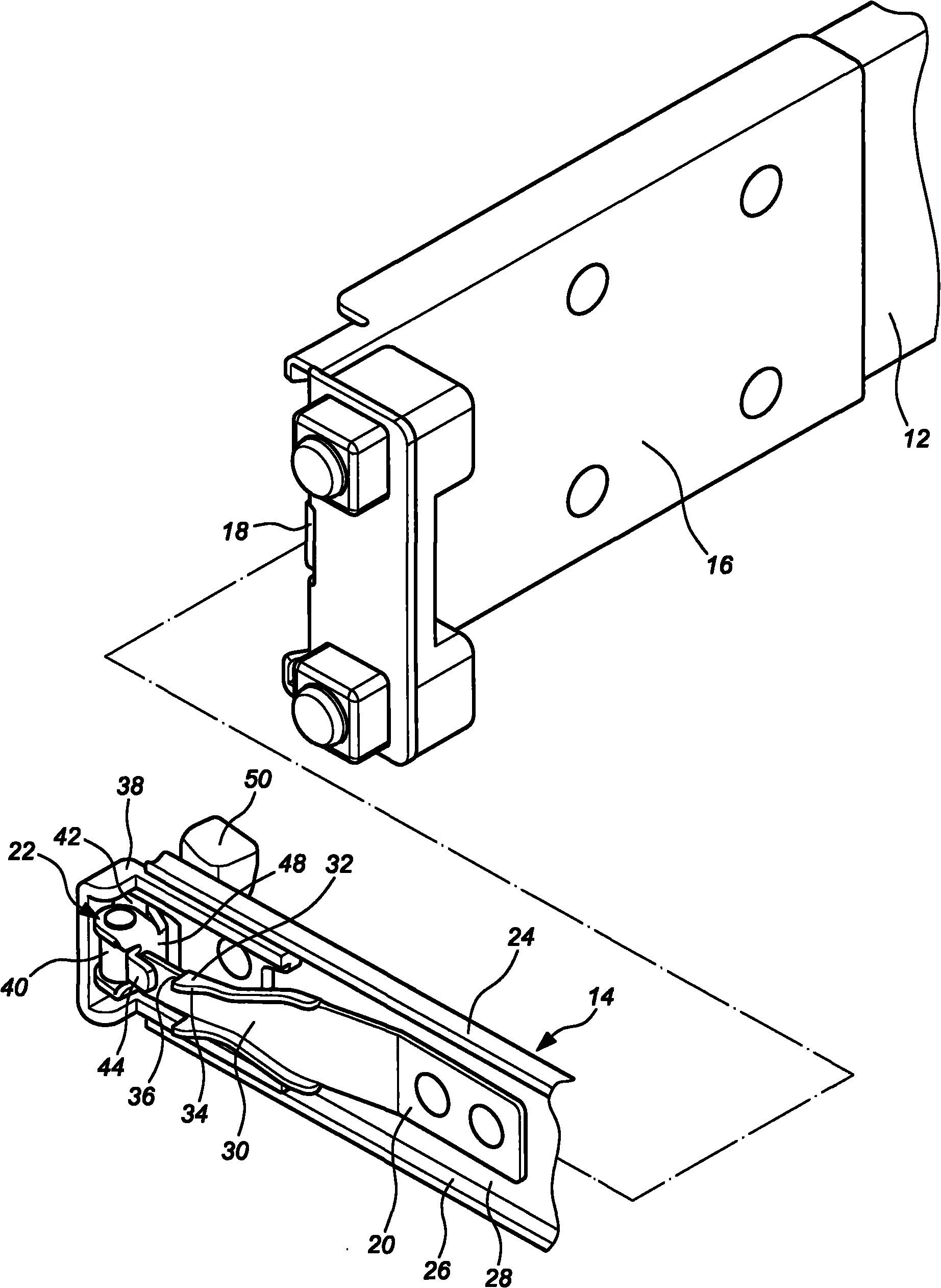 Locking and releasing device for slide rail assembly