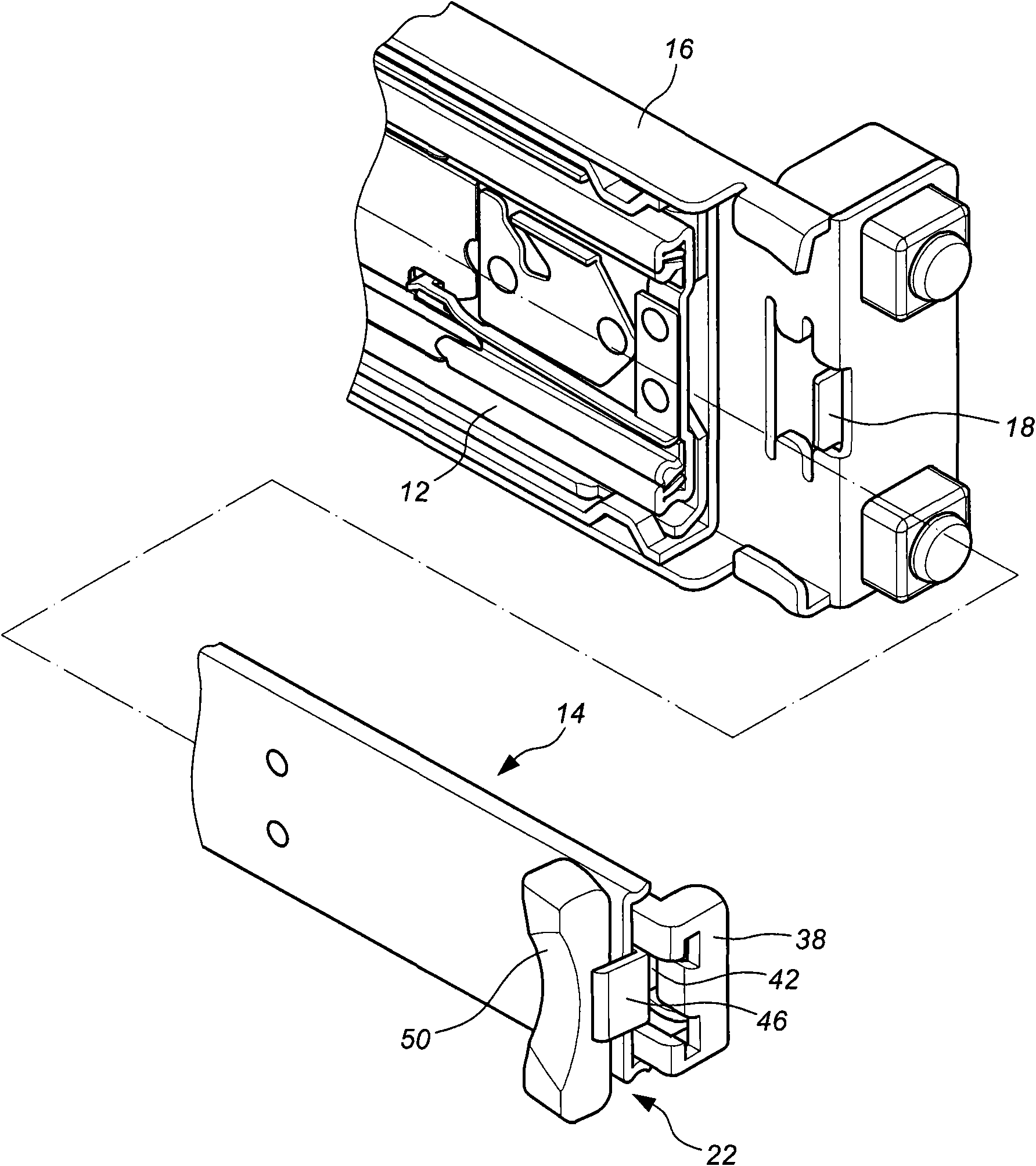 Locking and releasing device for slide rail assembly