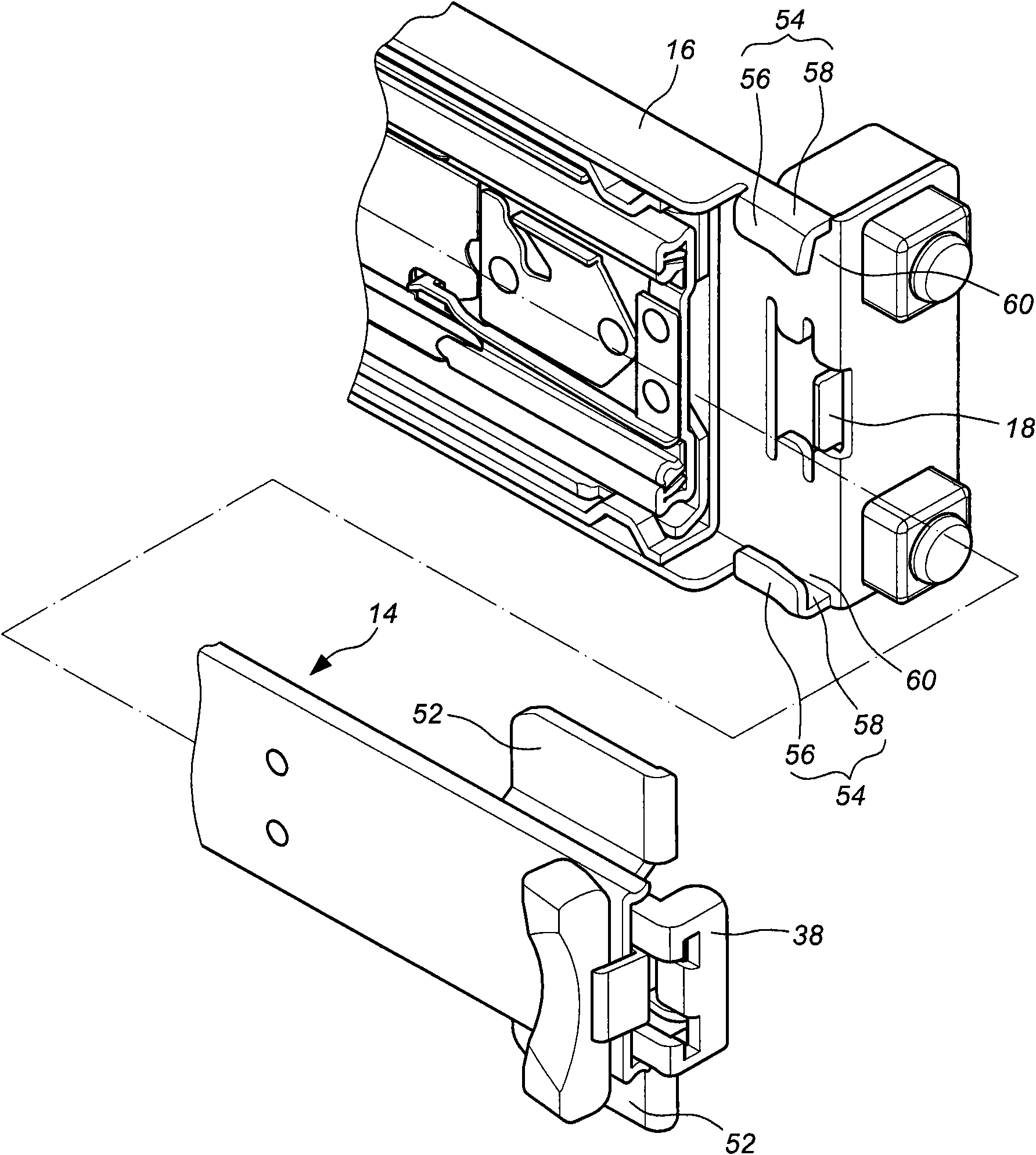 Locking and releasing device for slide rail assembly