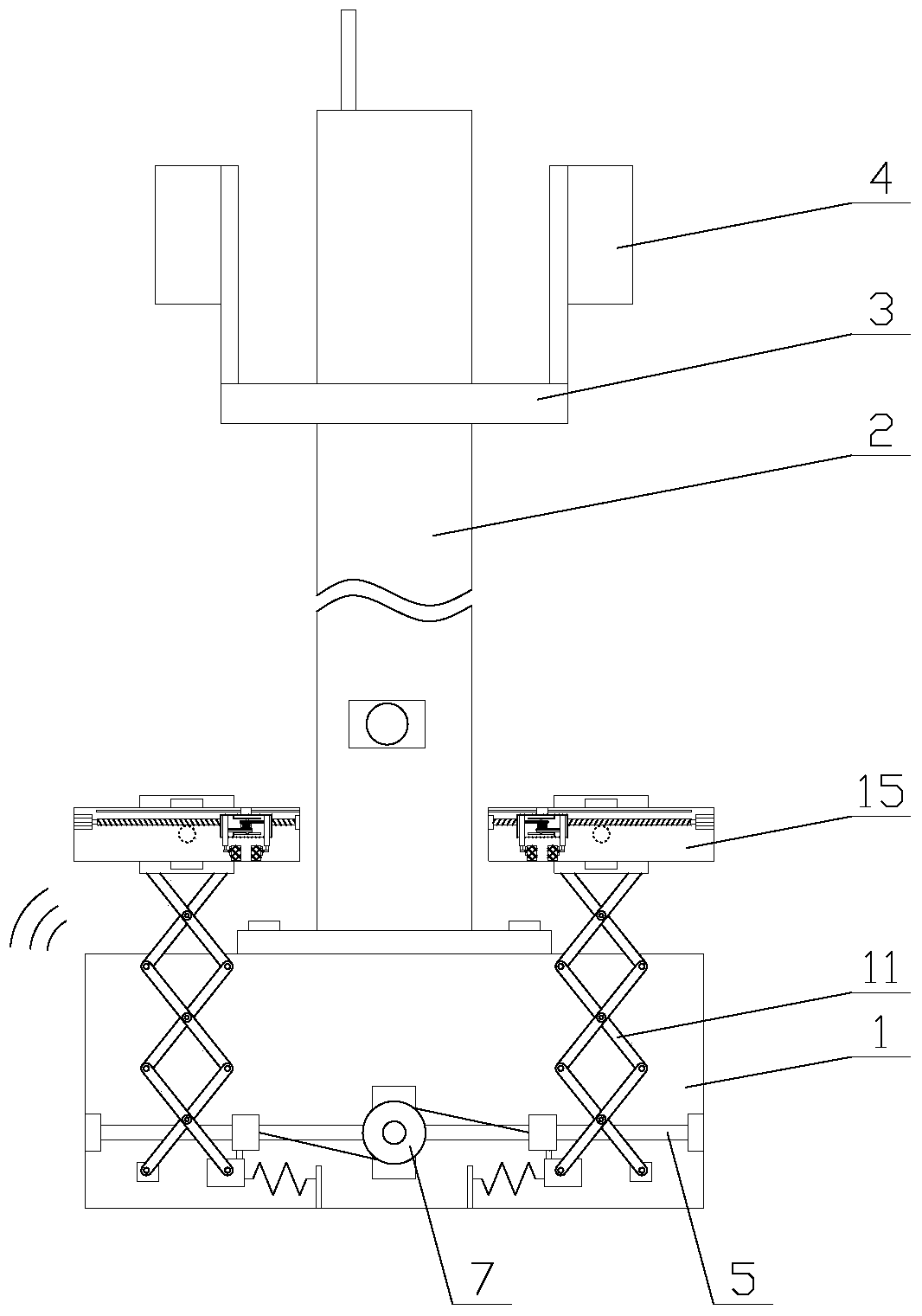 A safe communication iron tower with anti-rust function of anchor bolts