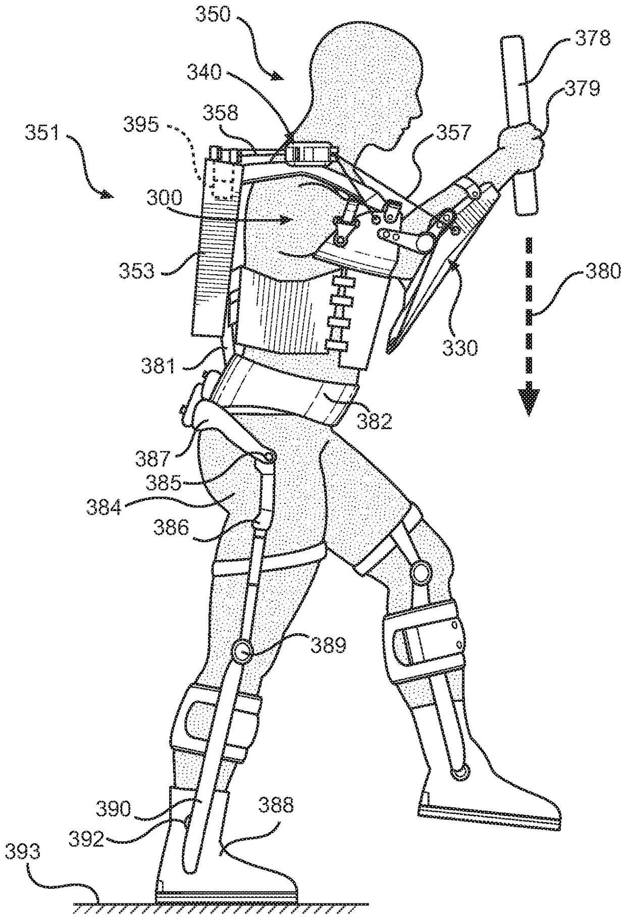 Device and method for strengthening the arms of huaman exoskeletons
