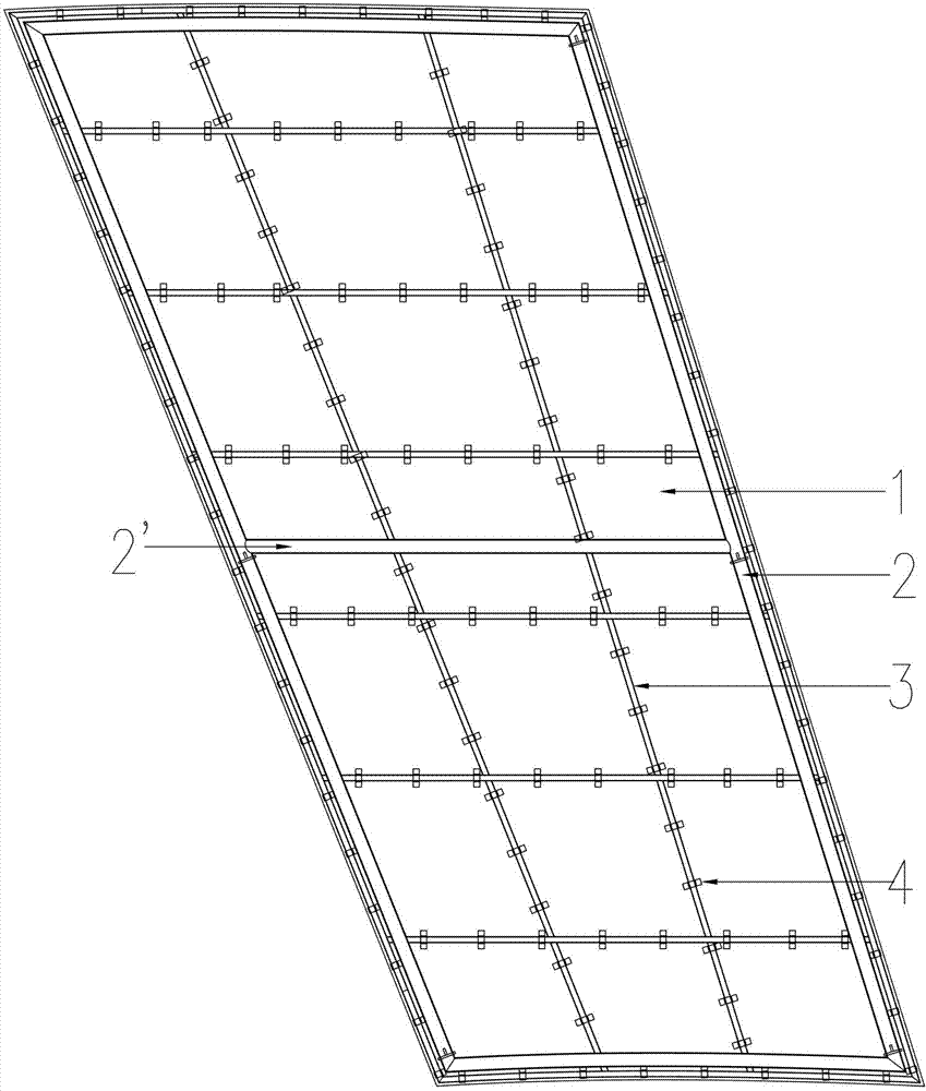 Large-grid non-mold molded welding metal curtain wall and forming process thereof