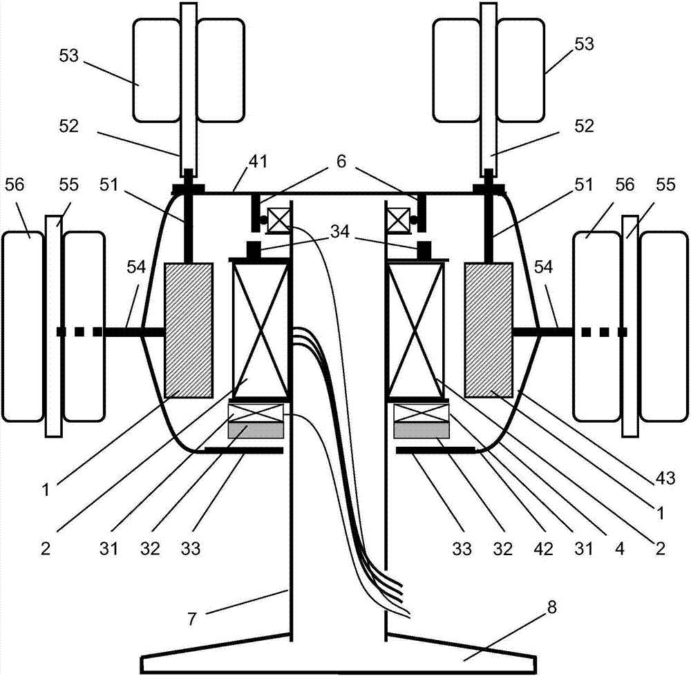 Vertical axis suspension permanent magnet wind generator and control method thereof
