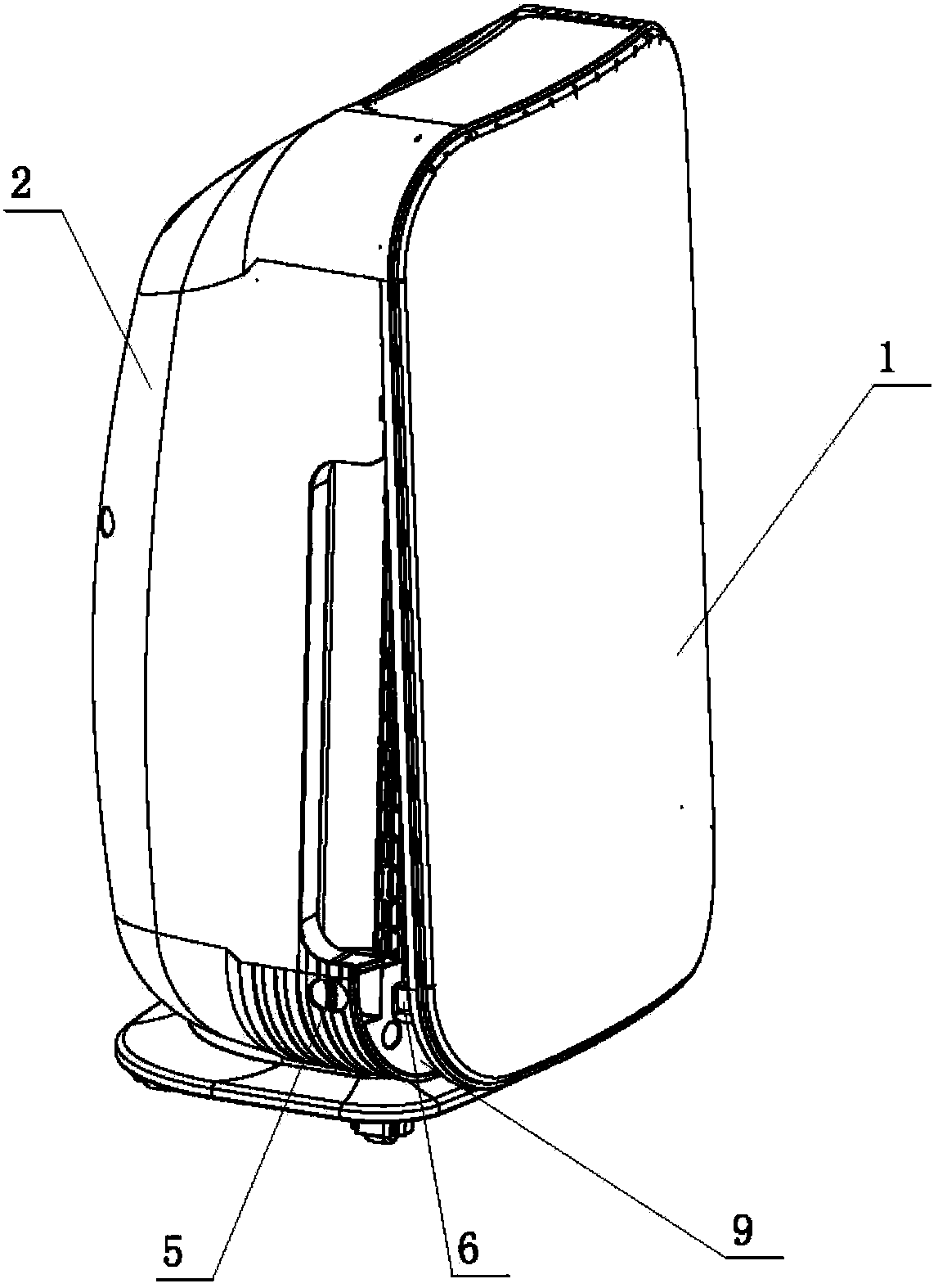 Body and panel connecting device and air purifier with same