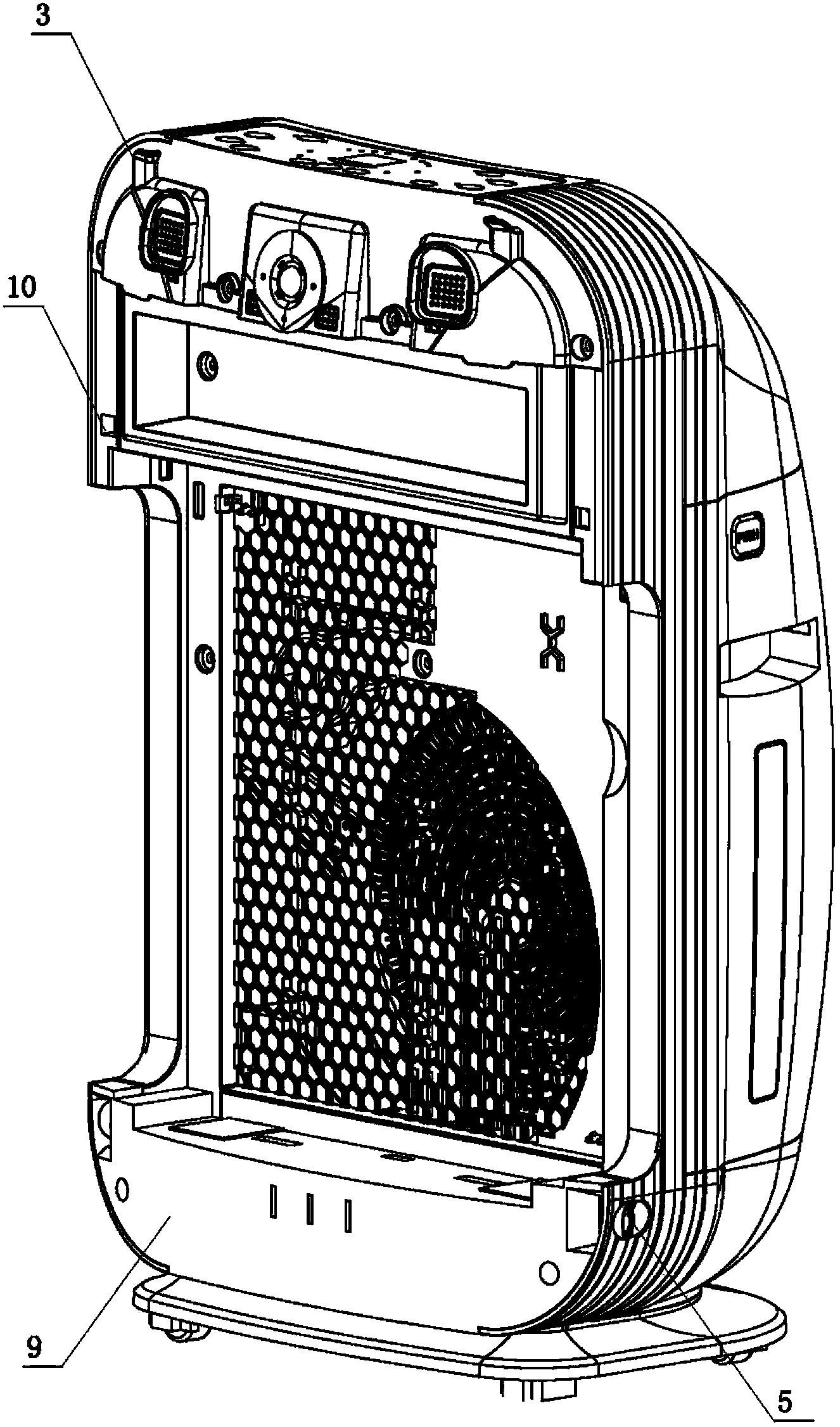 Body and panel connecting device and air purifier with same