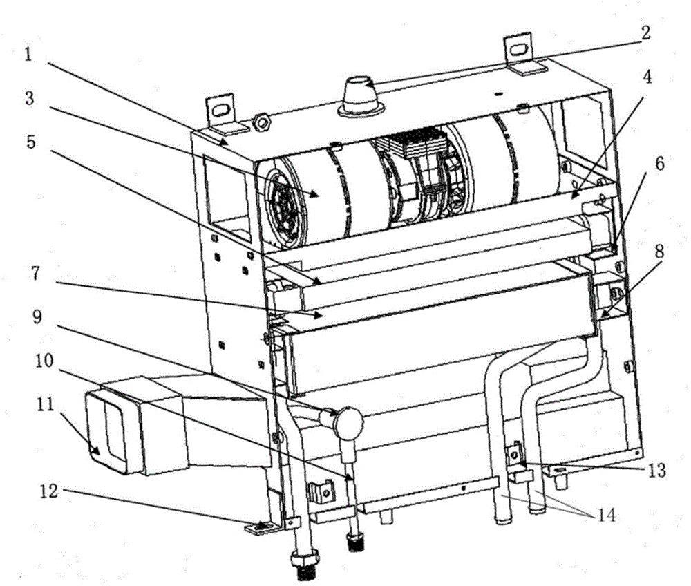 Downwards-blowing air conditioner system for engineering machine