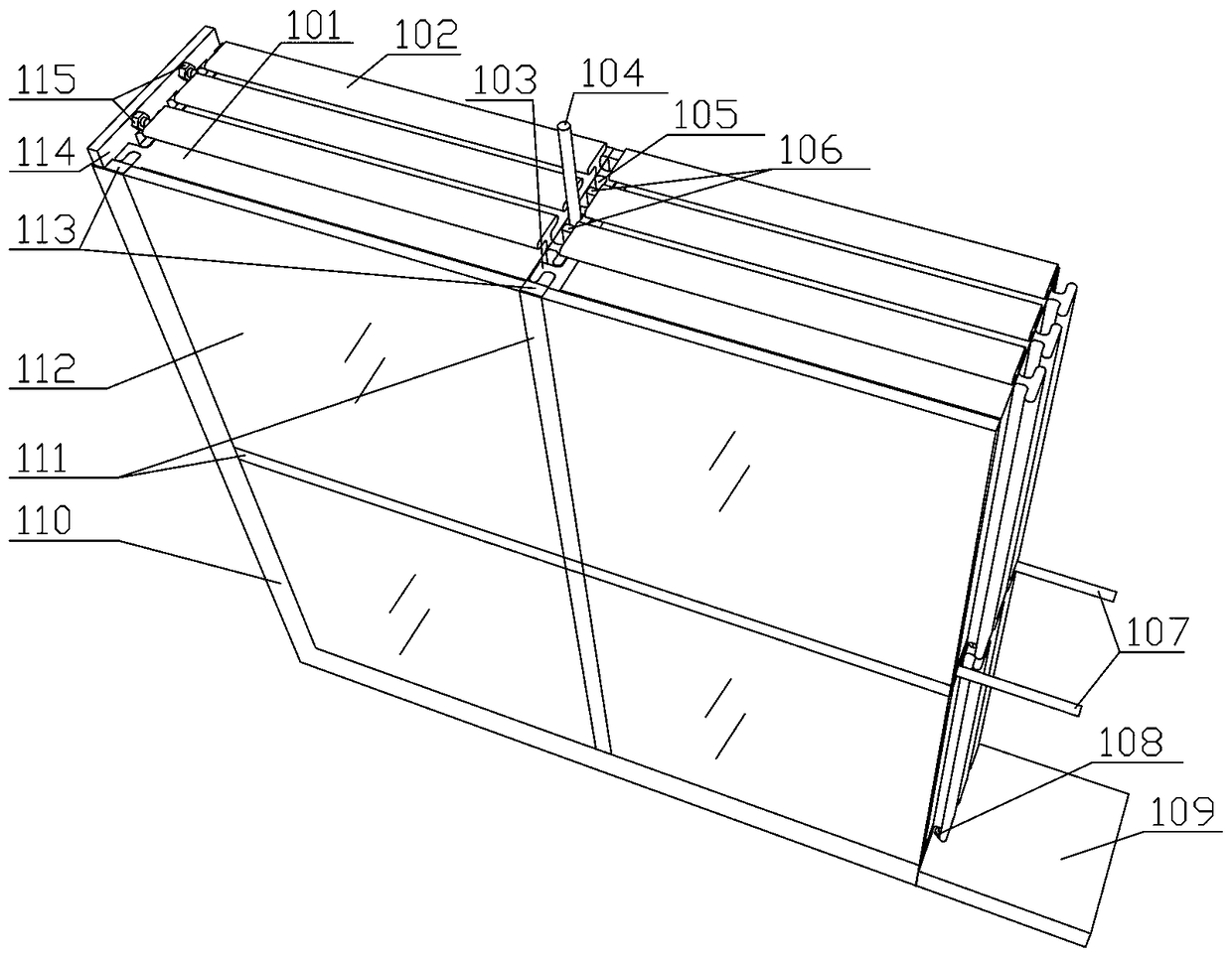 Slot assembly type hollow glass brick and construction method thereof