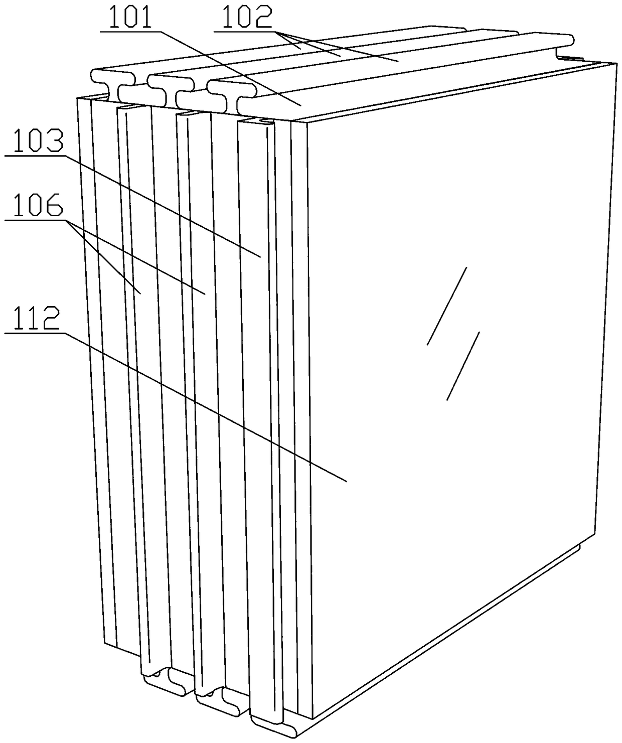 Slot assembly type hollow glass brick and construction method thereof