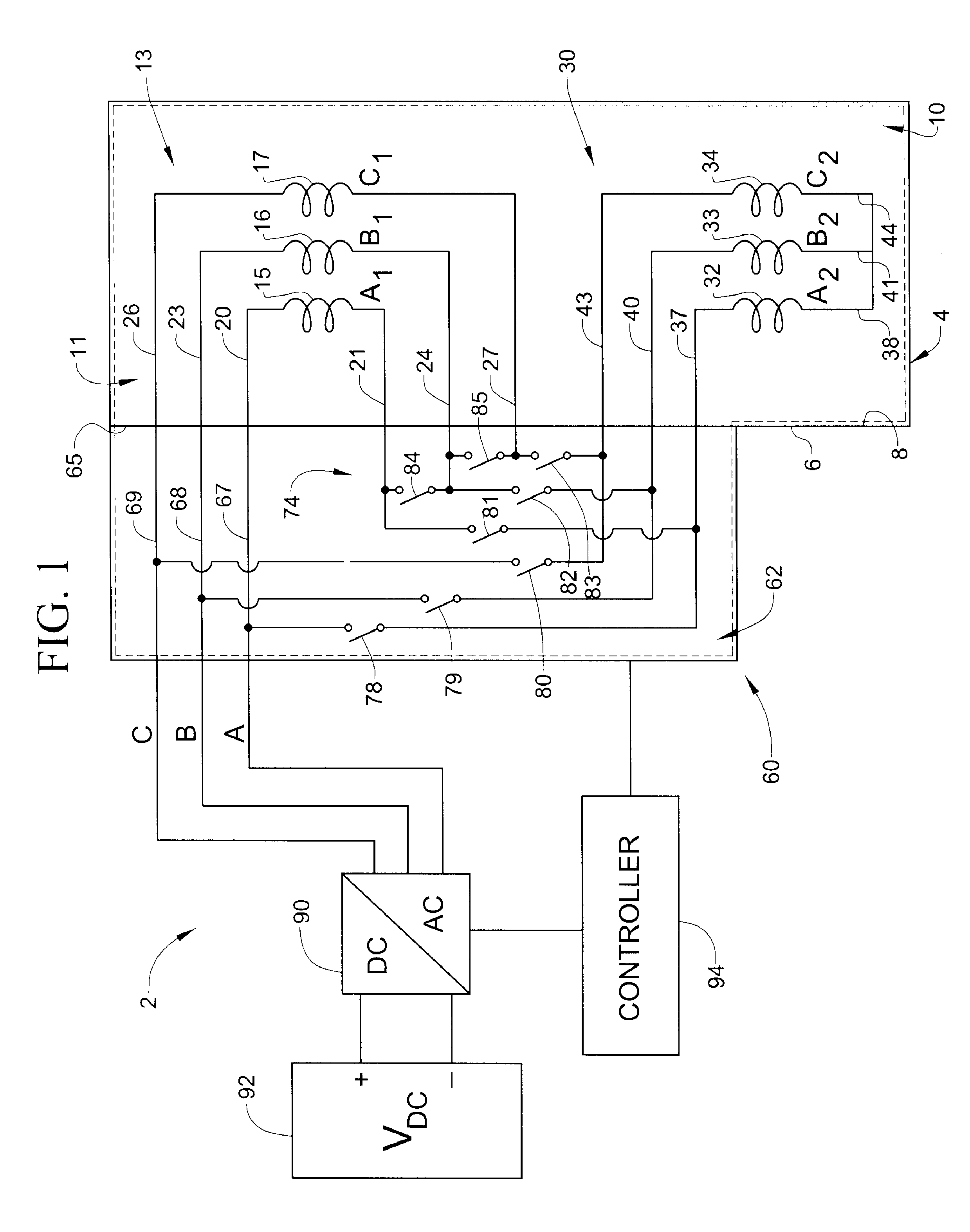 Switch module for an electric machine having switchable stator windings