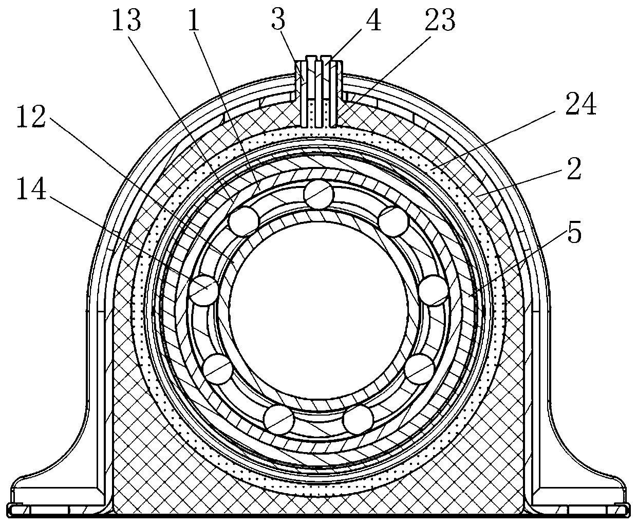 A drive shaft support assembly for a vehicle